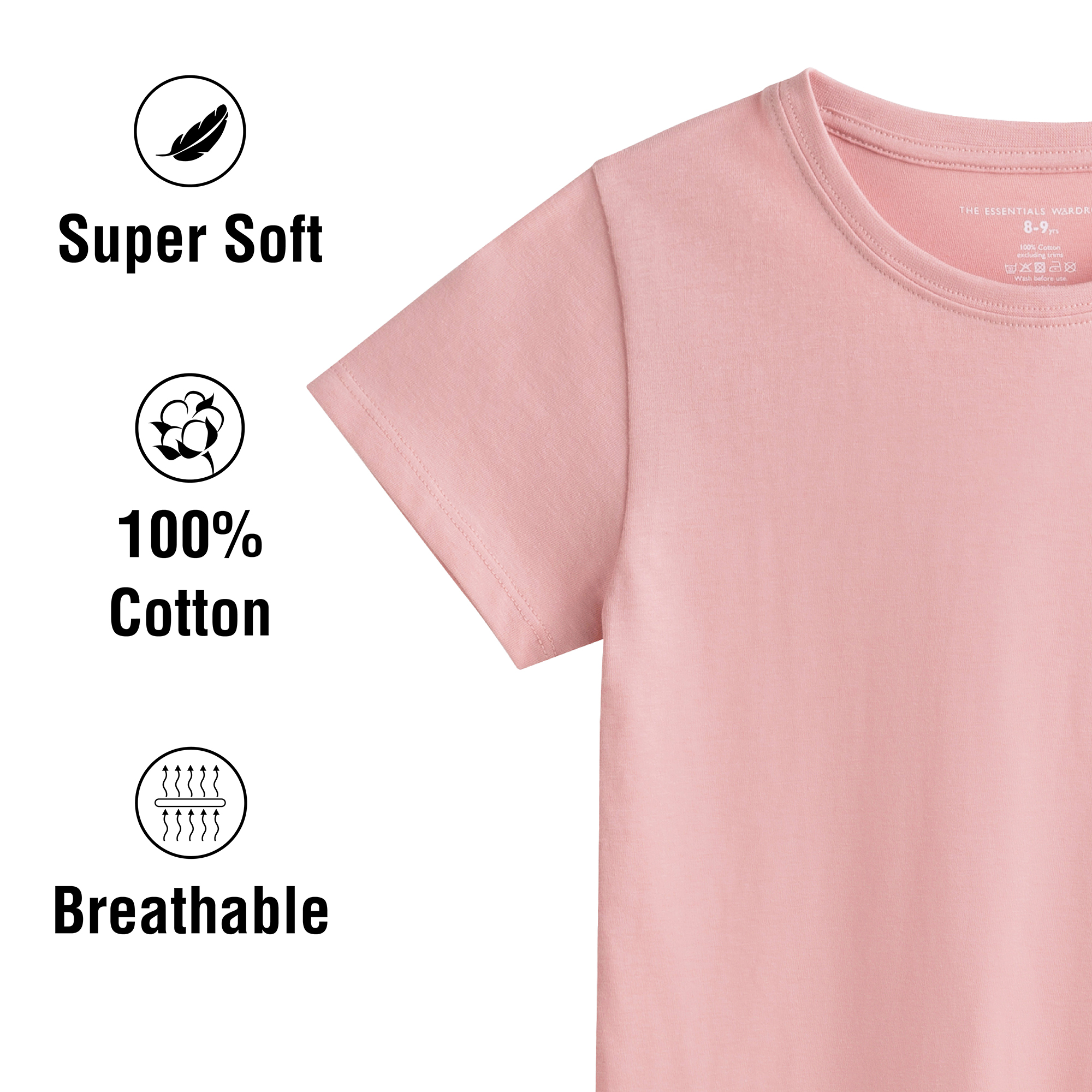 Girls T-Shirt 4 Pack Coloured 100% Cotton T-Shirts Tee Crew Neck Size 4-13 Years - Picture 9 of 13