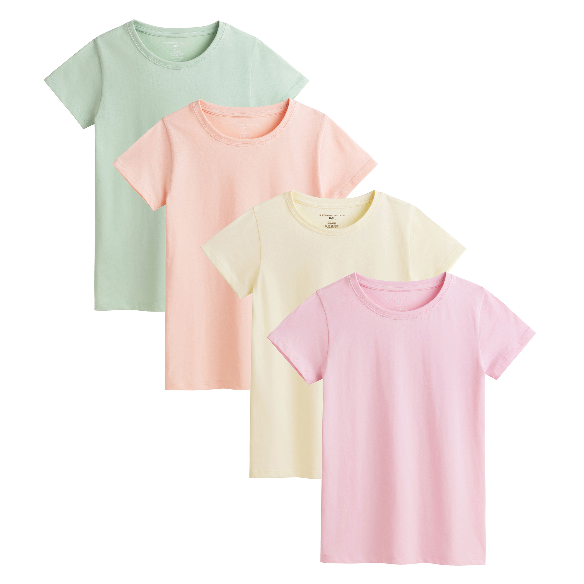 Girls T-Shirt 4 Pack Coloured 100% Cotton T-Shirts Tee Crew Neck Size 4-13 Years - Picture 2 of 13