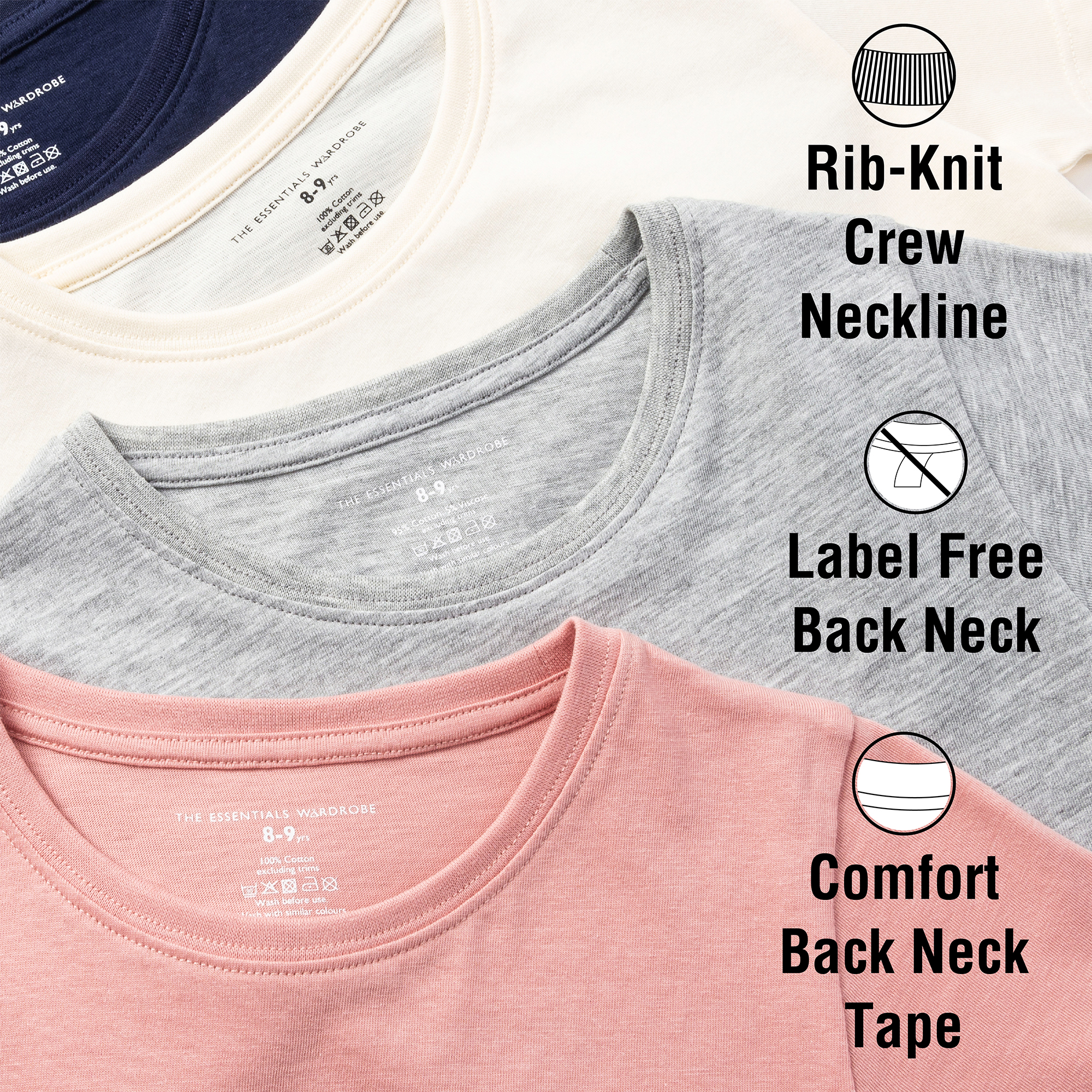 Girls T-Shirt 4 Pack Coloured 100% Cotton T-Shirts Tee Crew Neck Size 4-13 Years - Picture 11 of 13