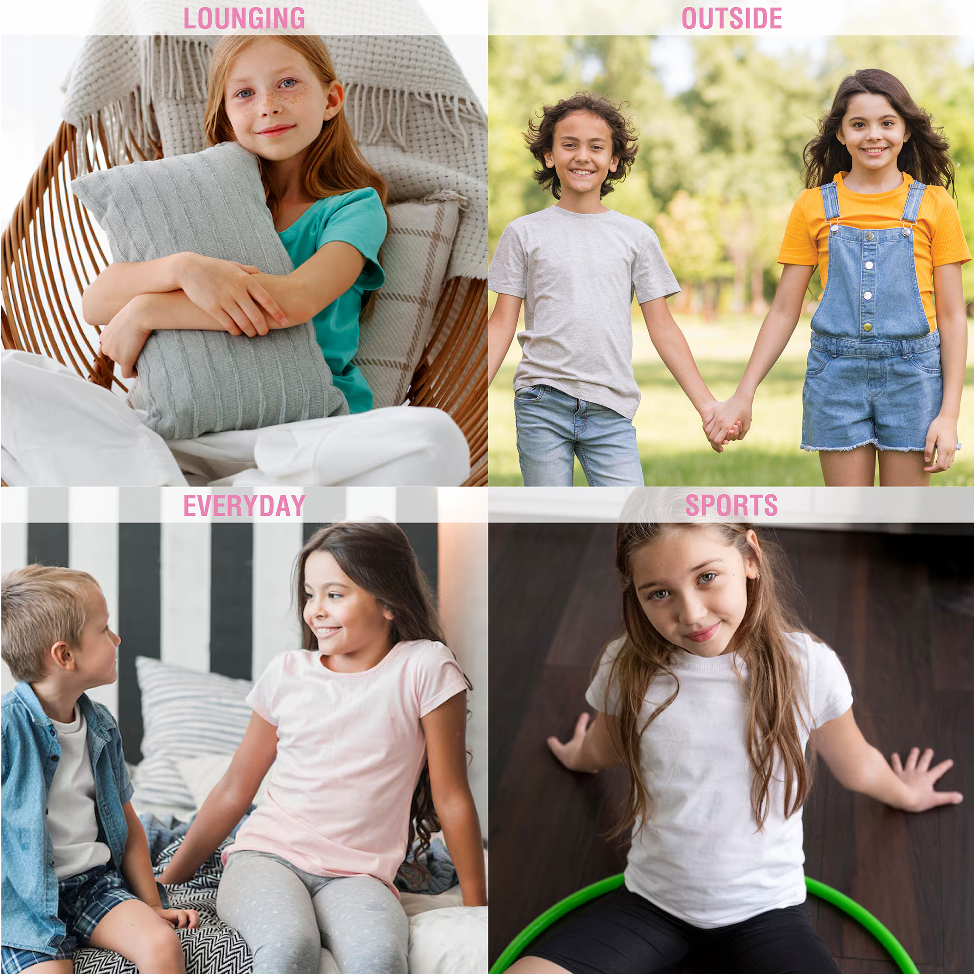 Girls T-Shirt 4 Pack Coloured 100% Cotton T-Shirts Tee Crew Neck Size 4-13 Years - Picture 6 of 13