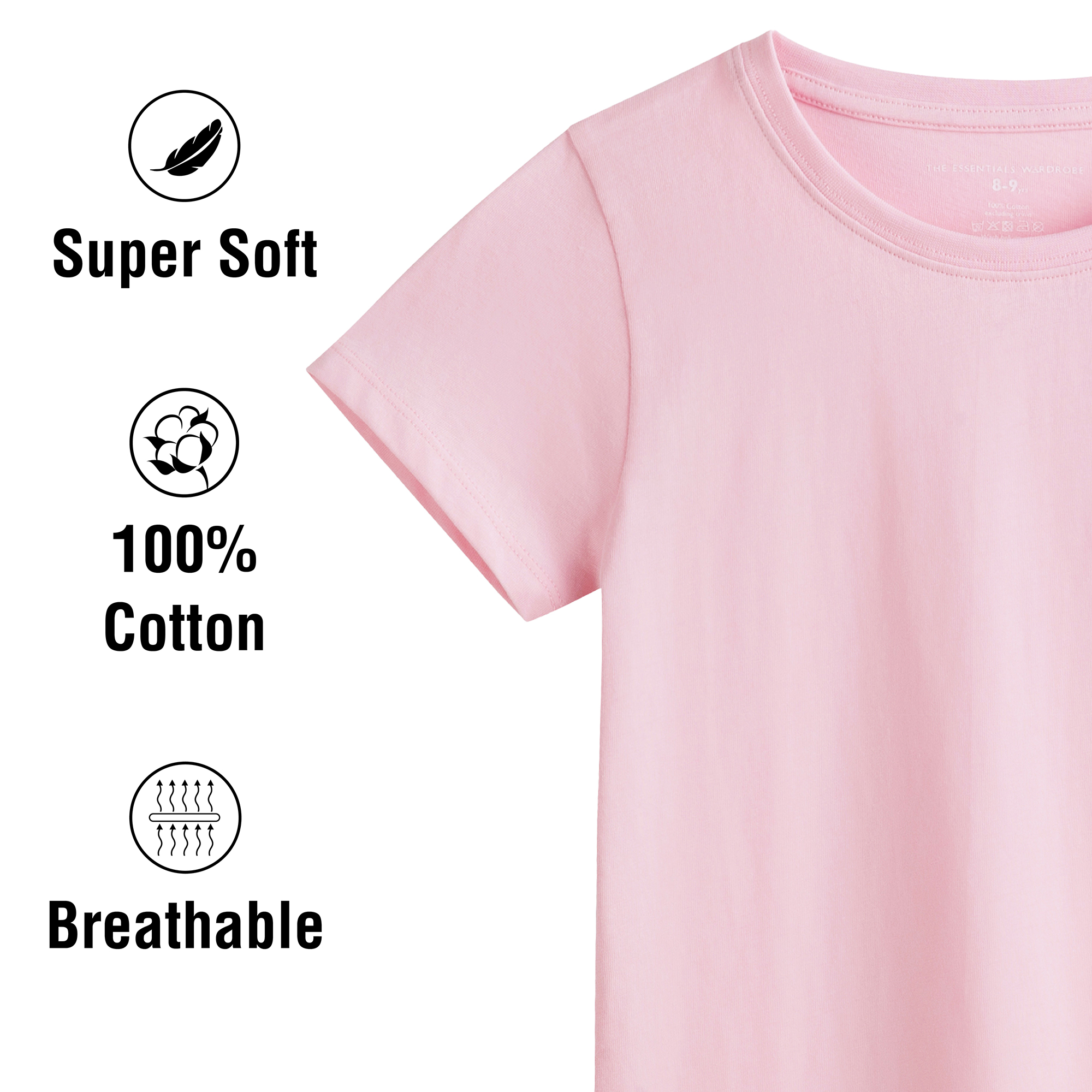 Girls T-Shirt 4 Pack Coloured 100% Cotton T-Shirts Tee Crew Neck Size 4-13 Years - Picture 3 of 13