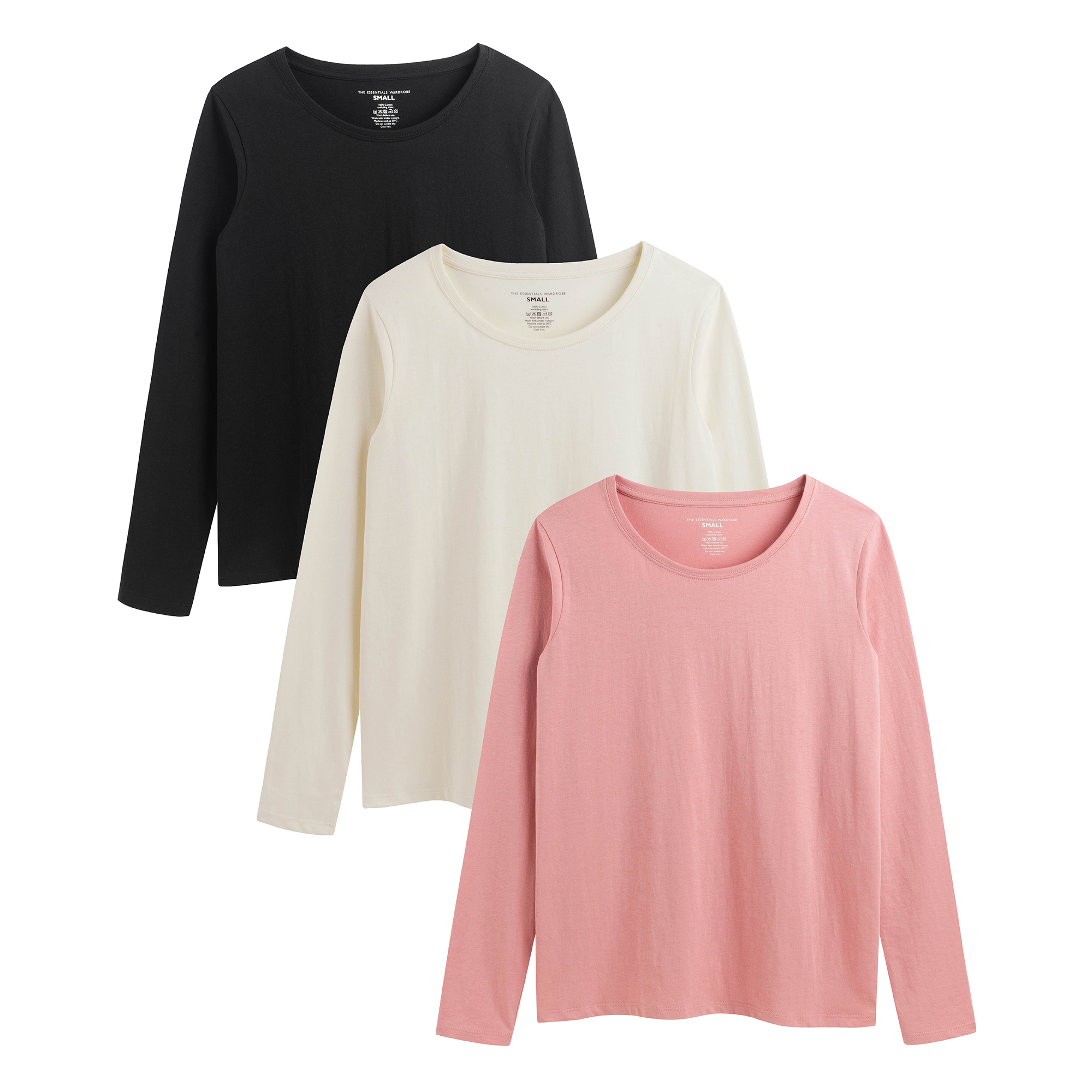 Ladies Long Sleeve T-Shirts 3 Pack Multicoloured Breathable Shirts for Womens