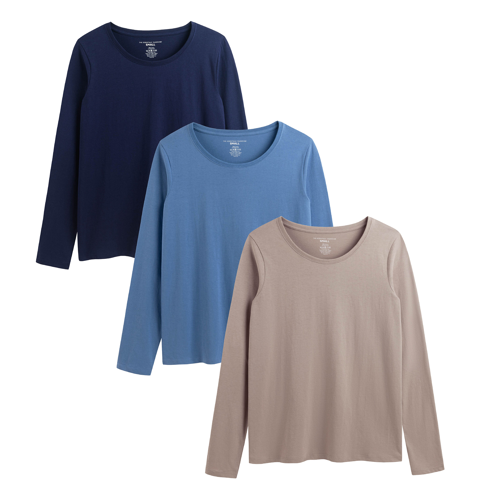 Ladies Long Sleeve T-Shirts 3 Pack Multicoloured Breathable Shirts for Womens