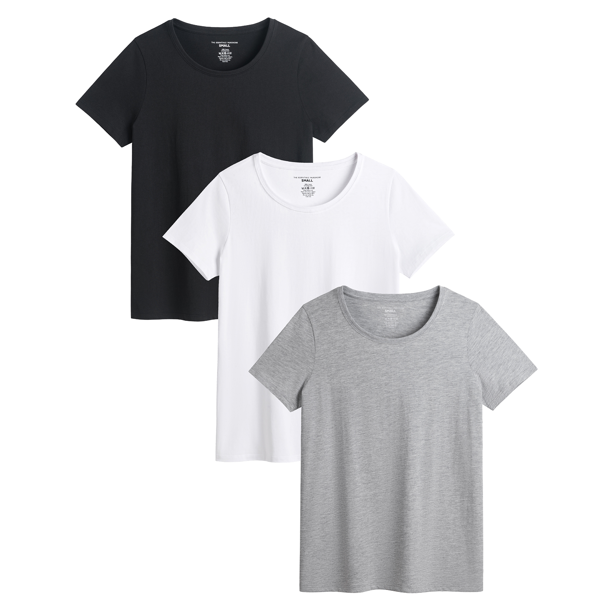 Ladies T-Shirt 3 Pack Coloured 100% Cotton T-Shirts Tee Crew Neck Size S-4XL