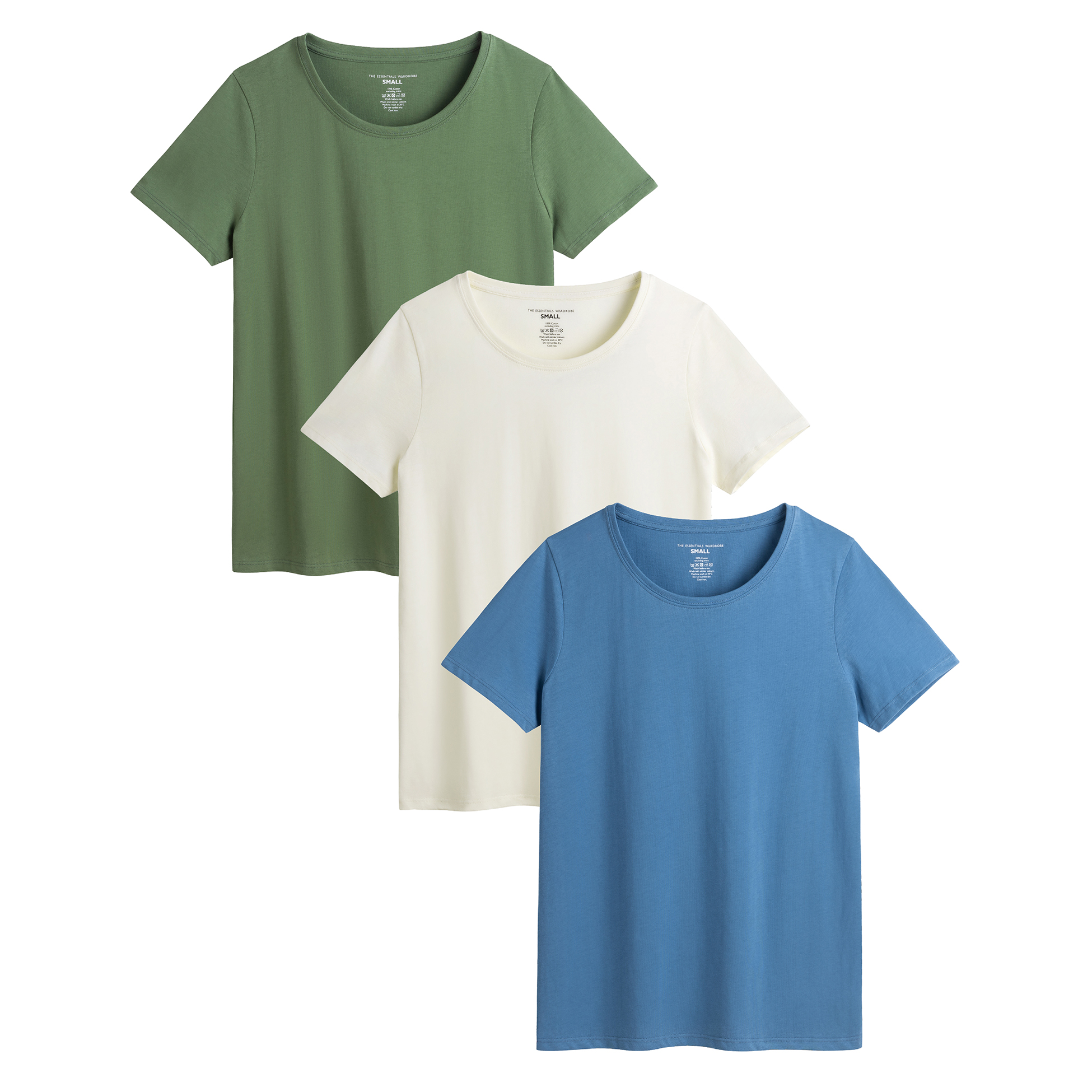 Ladies T-Shirt 3 Pack Coloured 100% Cotton T-Shirts Tee Crew Neck Size S-4XL
