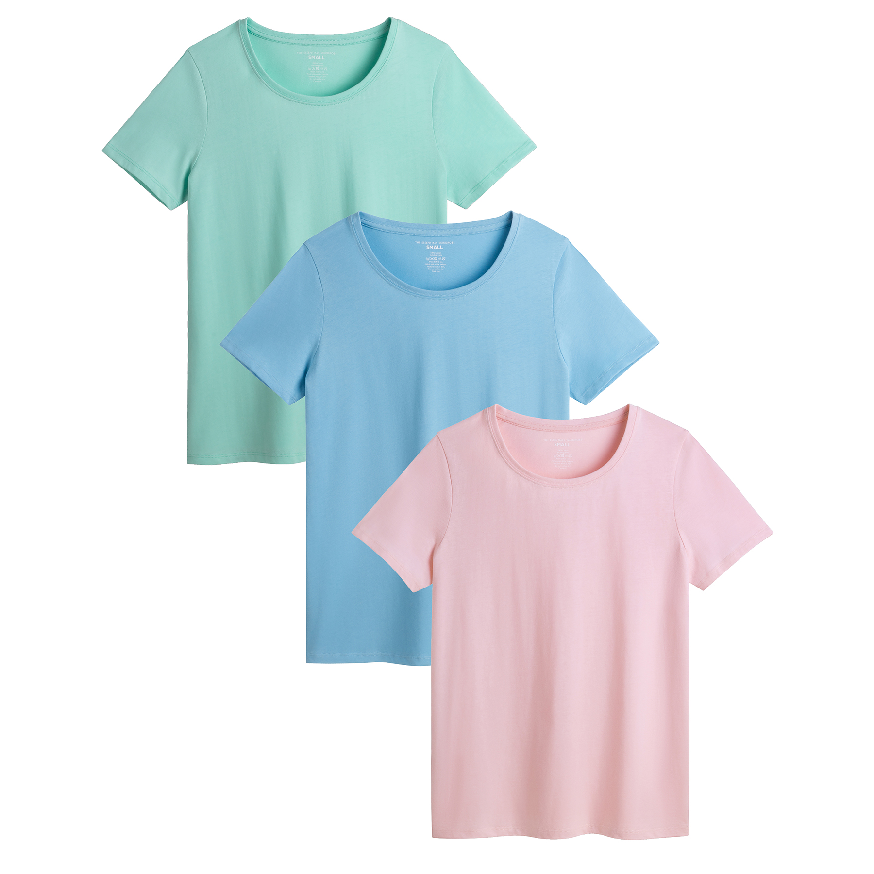 Ladies T-Shirt 3 Pack Coloured 100% Cotton T-Shirts Tee Crew Neck Size S-4XL - Picture 2 of 31