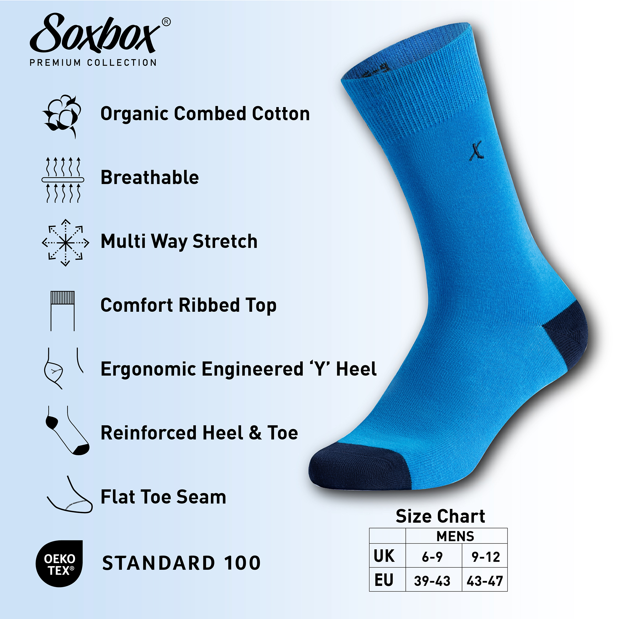 Mens Black Socks 6 and 12 Pairs Premium Organic Combed Cotton Breathable Gifting - Picture 14 of 22