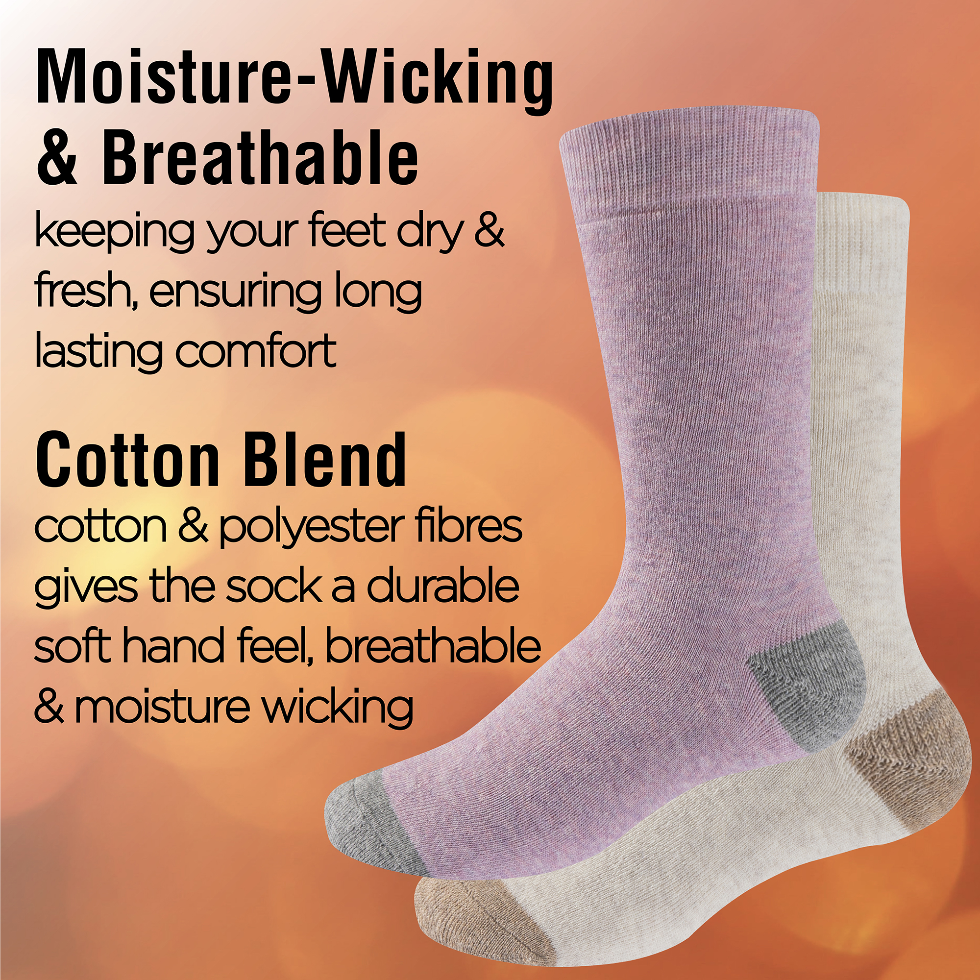 Ladies Thermal Socks 5 Pack Fully Cushioned Warm Moisture Wicking Terry Padding - Picture 7 of 19