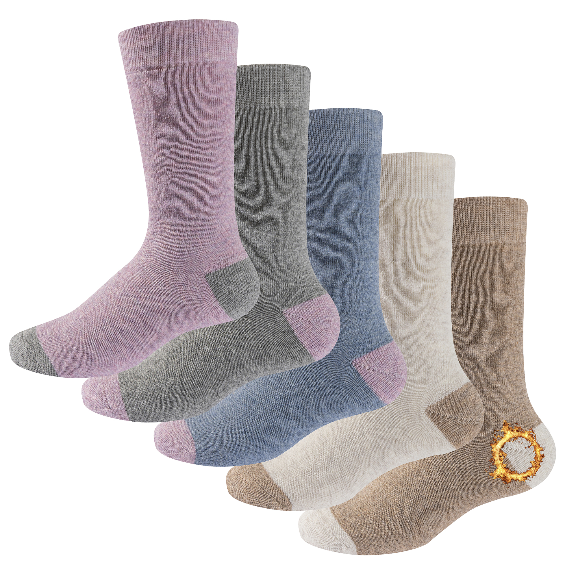 Ladies Thermal Socks 5 Pack Fully Cushioned Warm Moisture Wicking Terry Padding - Picture 2 of 19
