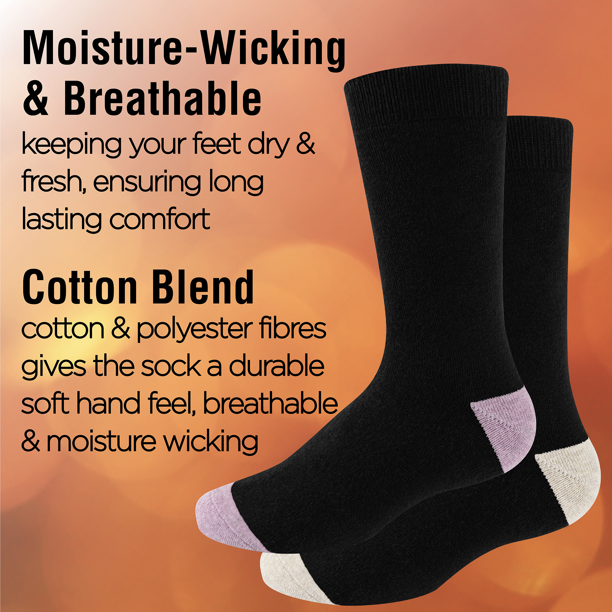 Ladies Thermal Socks 5 Pack Fully Cushioned Warm Moisture Wicking Terry Padding - Picture 12 of 19