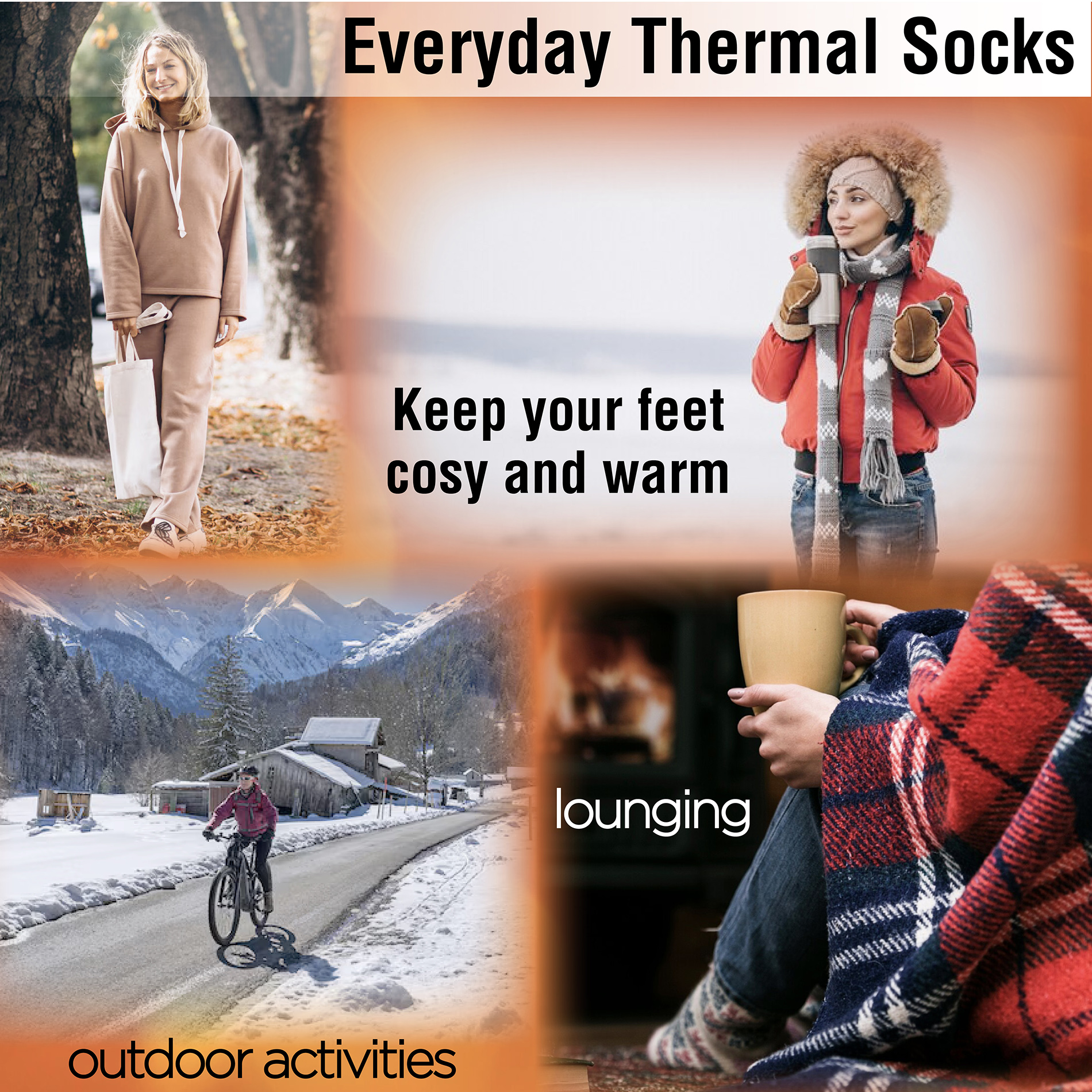 Ladies Thermal Socks 5 Pack Fully Cushioned Warm Moisture Wicking Terry Padding - Picture 11 of 19