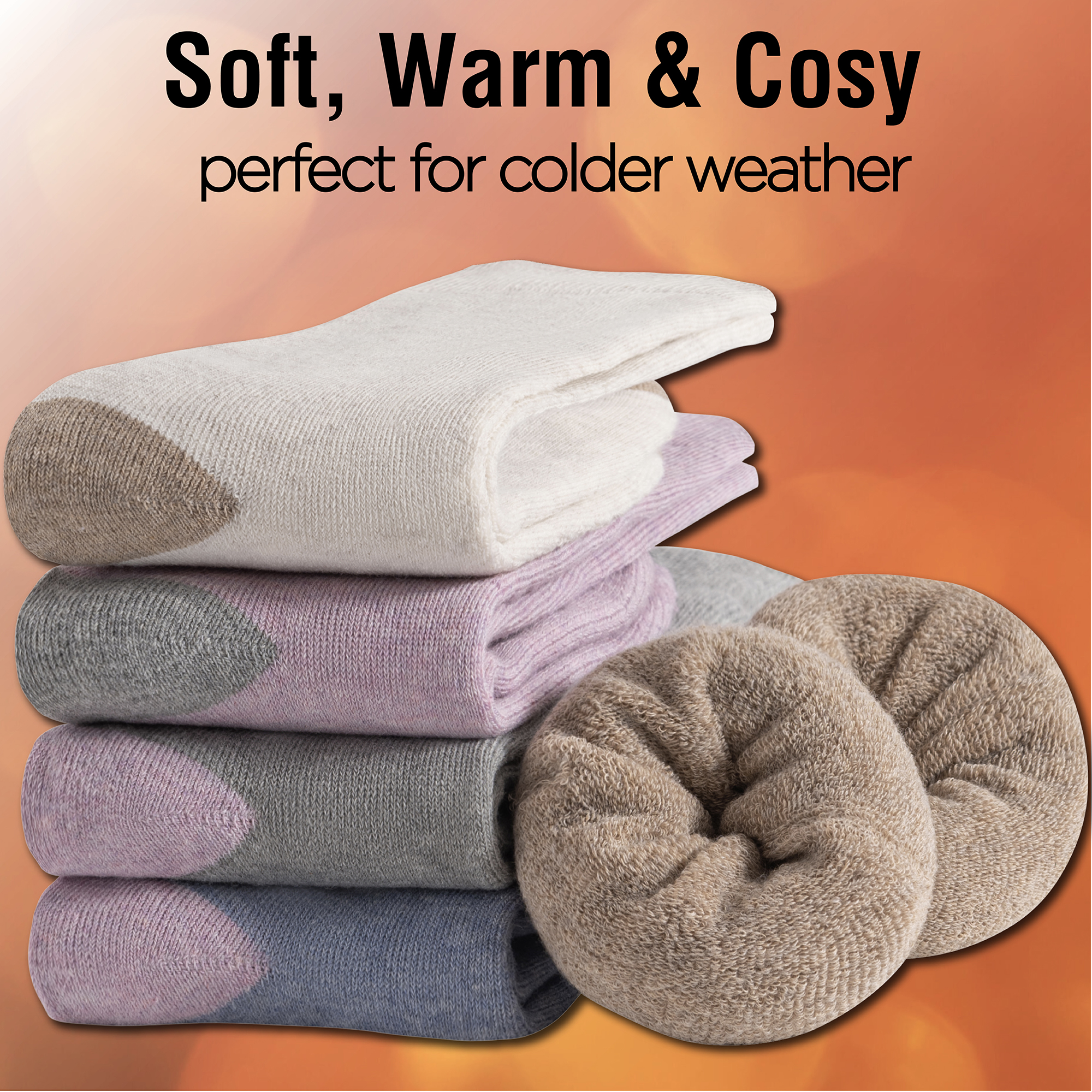 Ladies Thermal Socks 5 Pack Fully Cushioned Warm Moisture Wicking Terry Padding - Picture 3 of 19