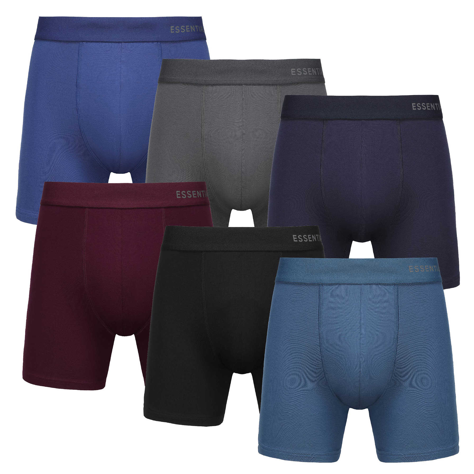 Mens Bamboo Boxers 6 Pack Breathable Elasticated Waistband Elastane Stretch S-XL