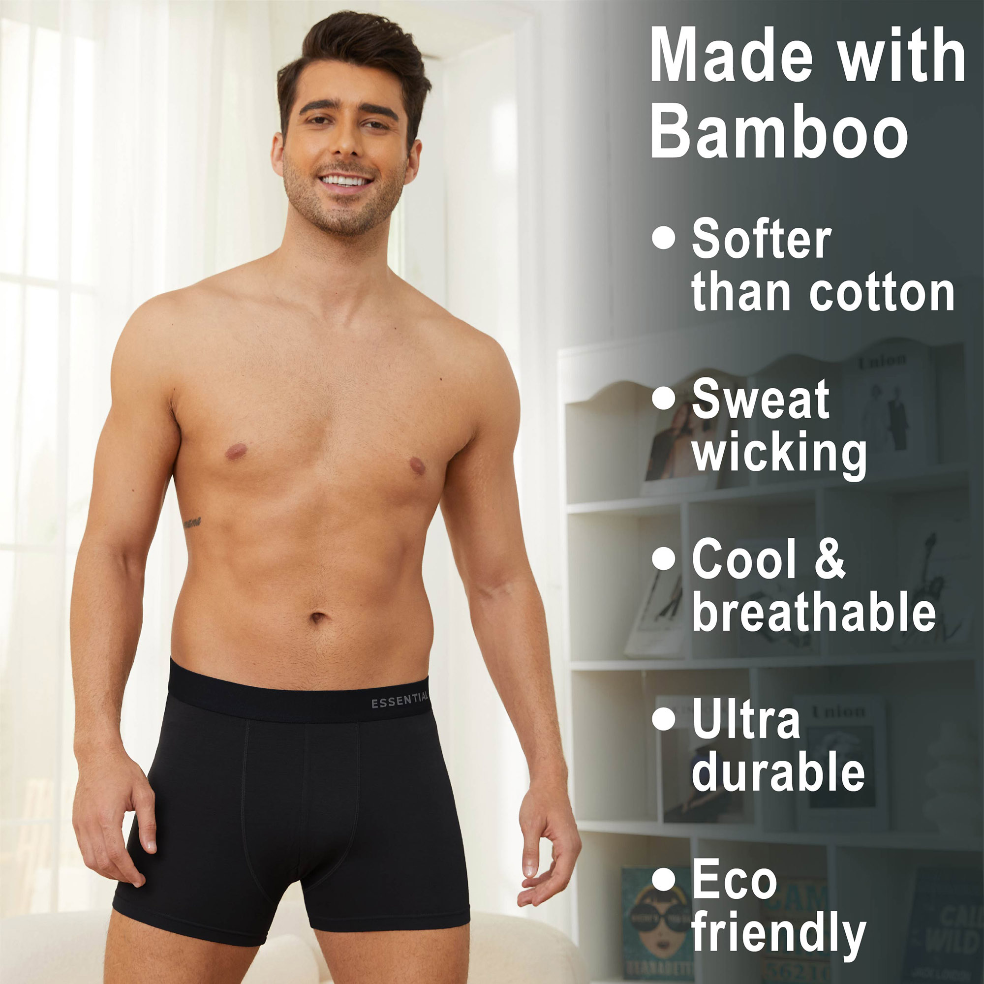Mens Bamboo Boxers 6 Pack Breathable Elasticated Waistband Elastane Stretch S-XL - Picture 6 of 22