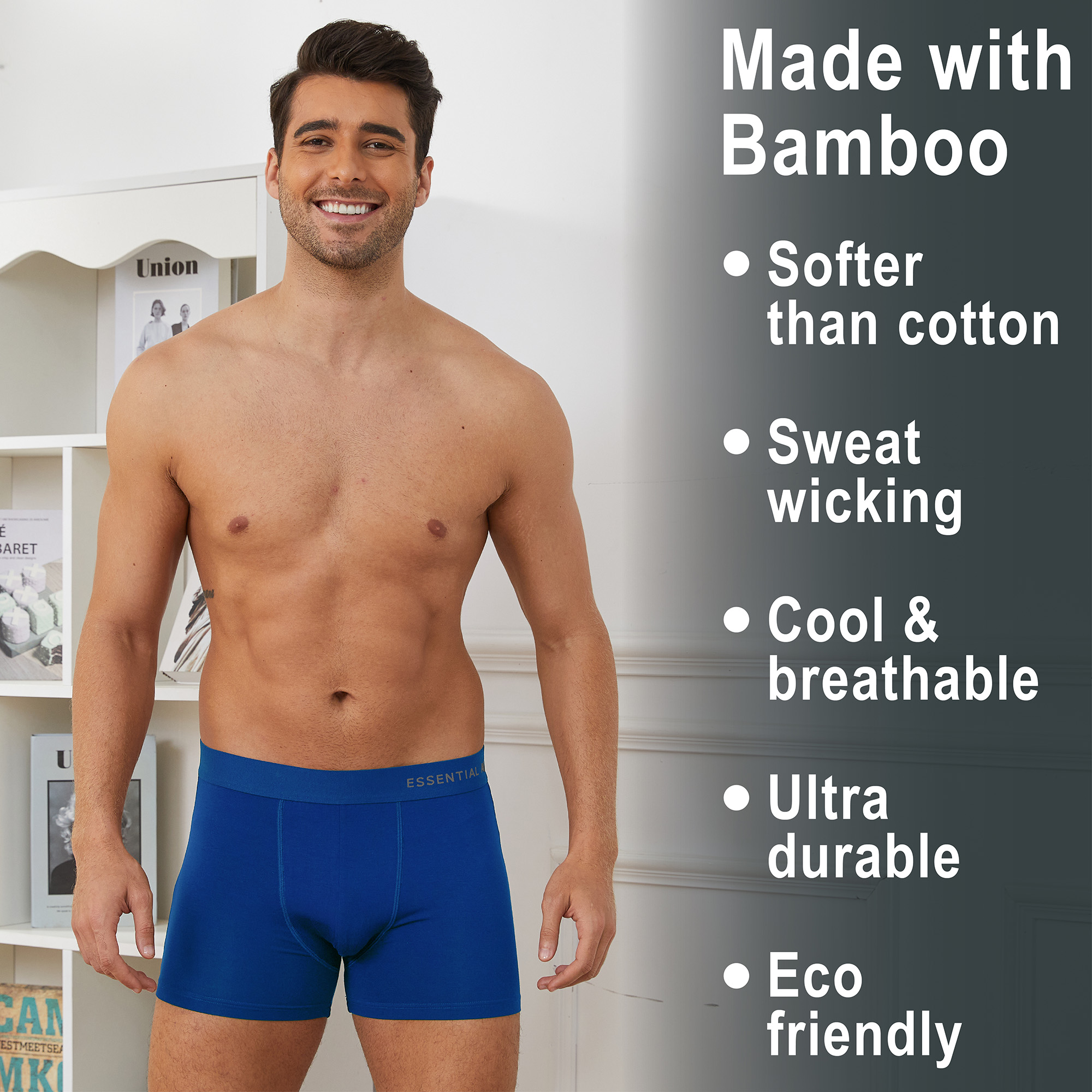 Mens Bamboo Boxers 6 Pack Breathable Elasticated Waistband Elastane Stretch S-XL - Picture 20 of 22