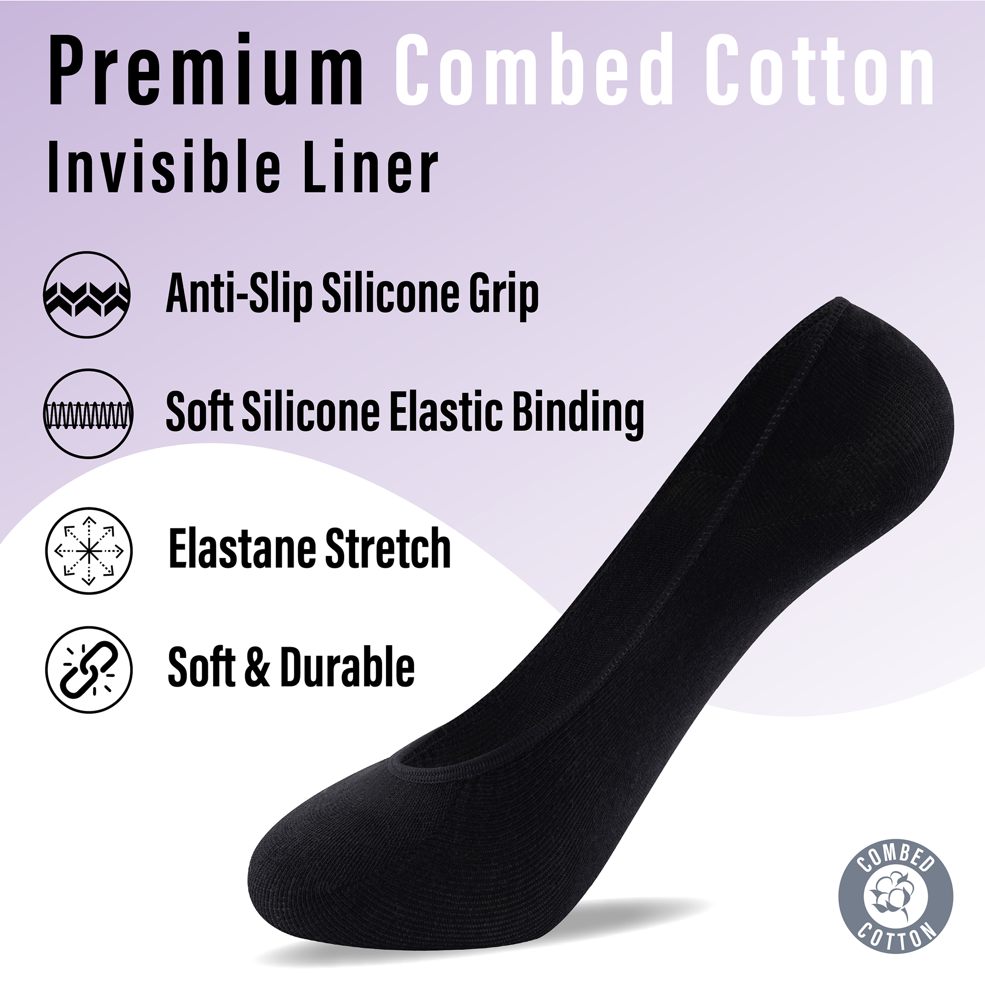 Ladies Invisible Socks Womens 6 Pairs No Show Breathable Combed Cotton Socks - Picture 9 of 13