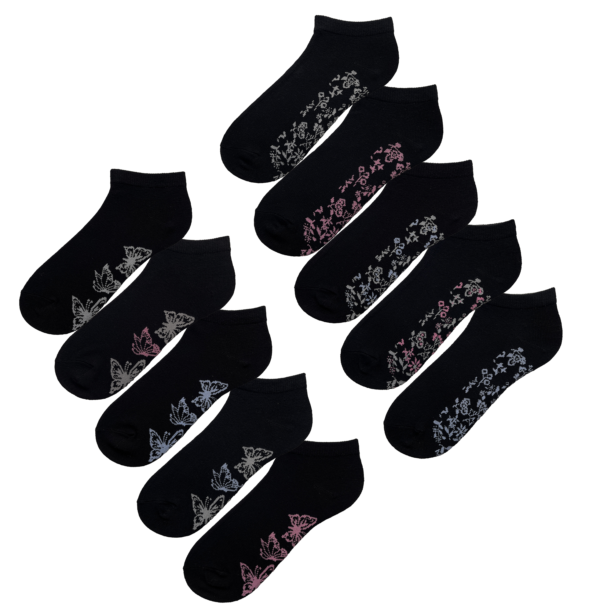 Ladies Trainer Liner Ankle Socks 5/10 Pairs Womens Cotton RIch Low Cut Design - Picture 23 of 42