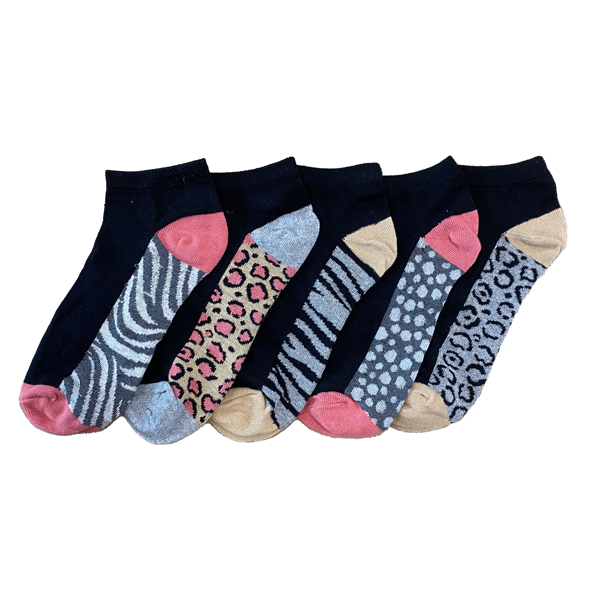 Ladies Trainer Liner Ankle Socks Pattern Cotton  Rich Pack 6 12  24  Size 4-7