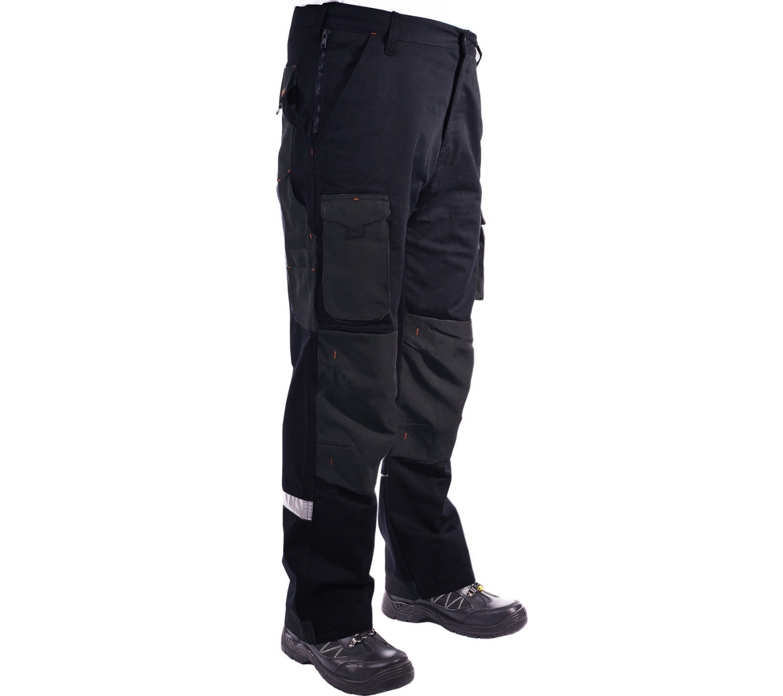 Pantaloni da Lavoro Pantaloni Da Uomo Cargo Combat Stile Work Wear Nero 