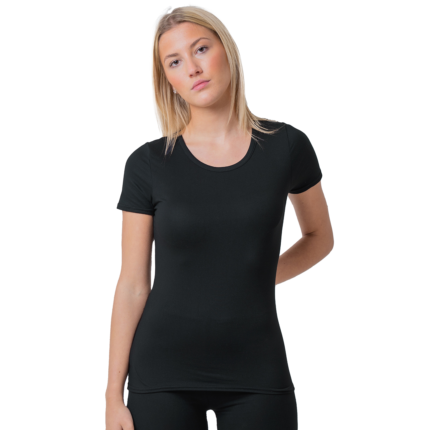 Octave® Ladies/Womens Thermal Underwear Short Sleeve T-Shirt/Vest/Top (XS:  Bust 30-32 inches, Black) at  Women's Clothing store