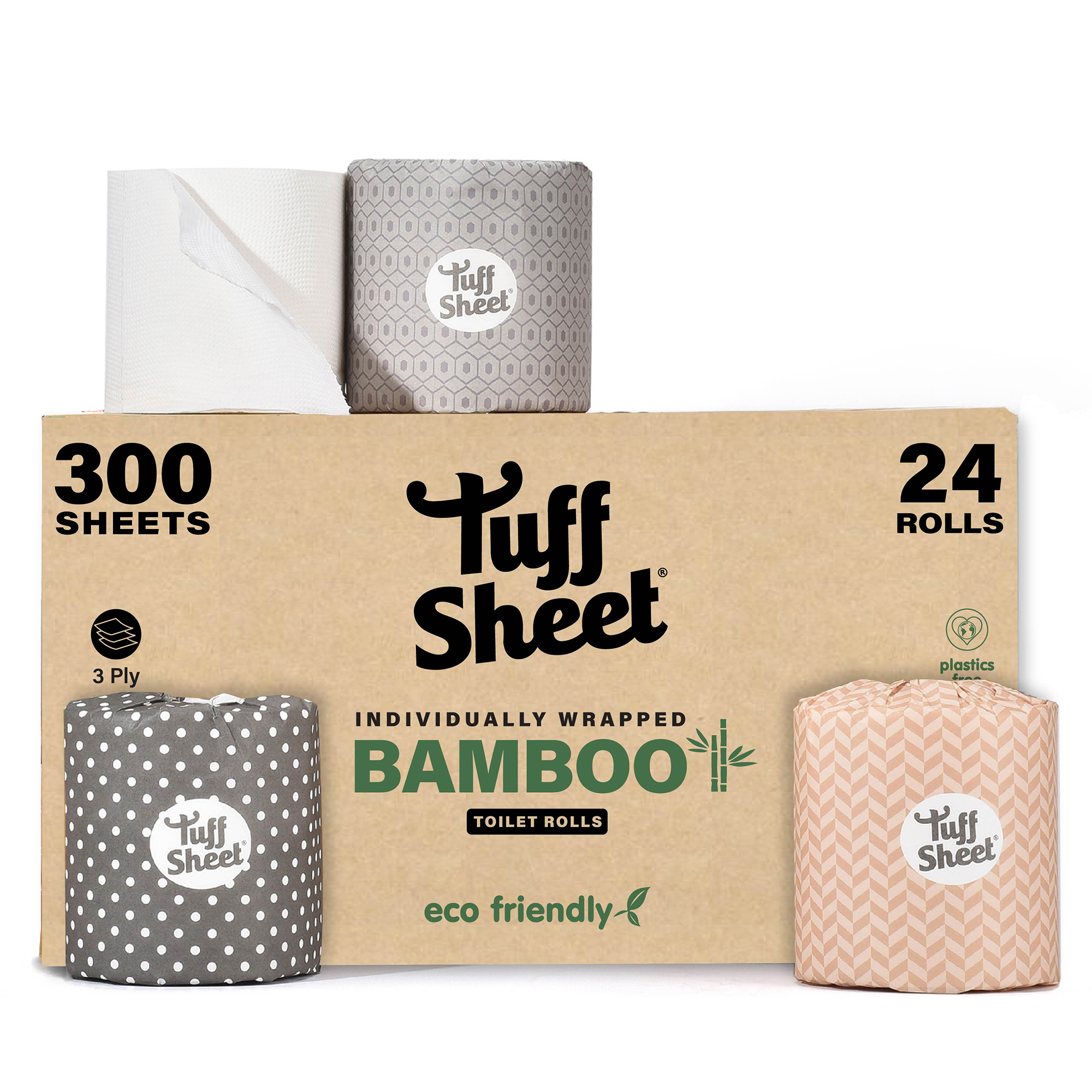 Bamboo Toilet Rolls 12-48 Pack 3-Ply Strength, Plastic-Free Tissue, 300 sheets - Picture 8 of 19