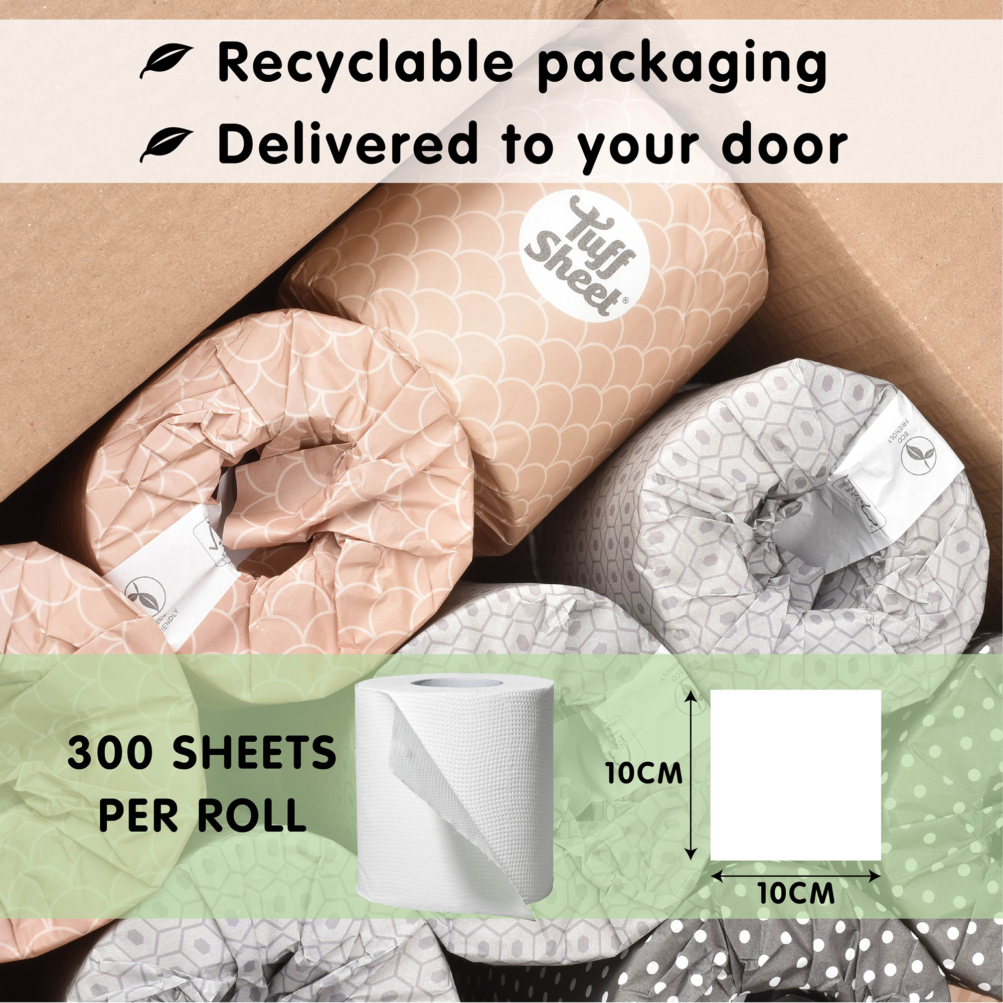Bamboo Toilet Rolls 12-48 Pack 3-Ply Strength, Plastic-Free Tissue, 300 sheets - Picture 5 of 19