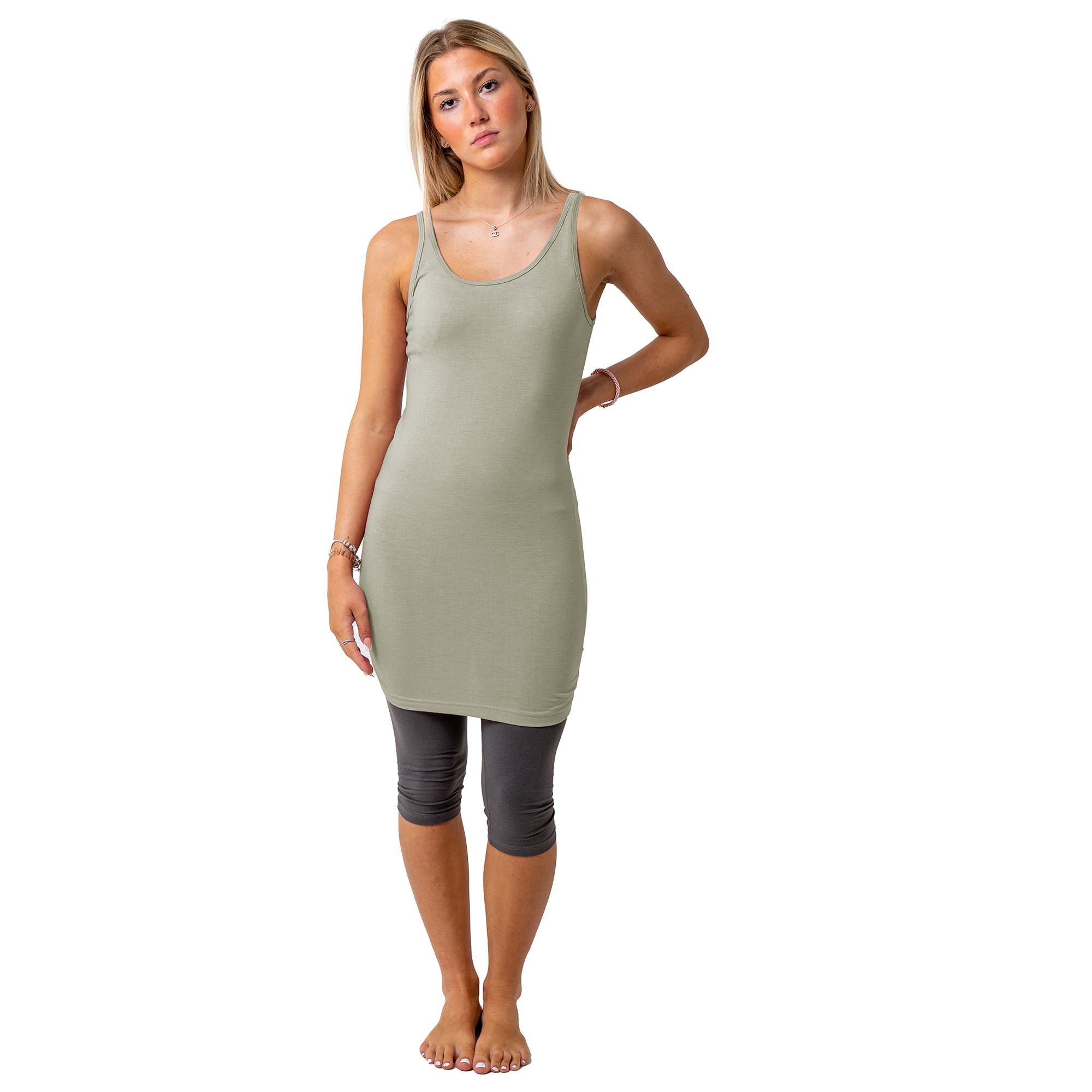 Ladies Vest Top Long Line Top Soft Cotton Rich Elastane Stretch Size 8