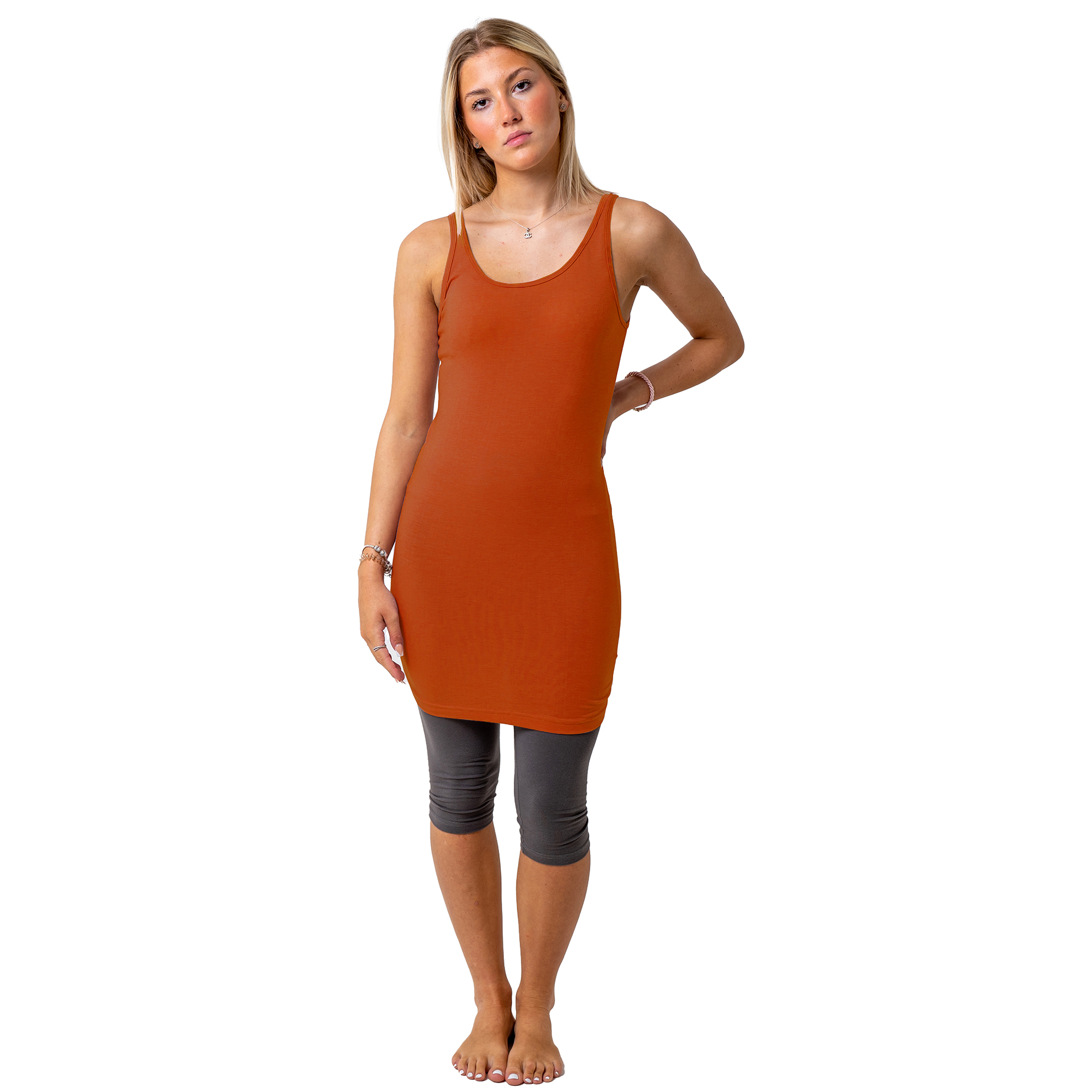 Ladies Vest Top Long Line Top Soft Cotton Rich Elastane Stretch Size 8