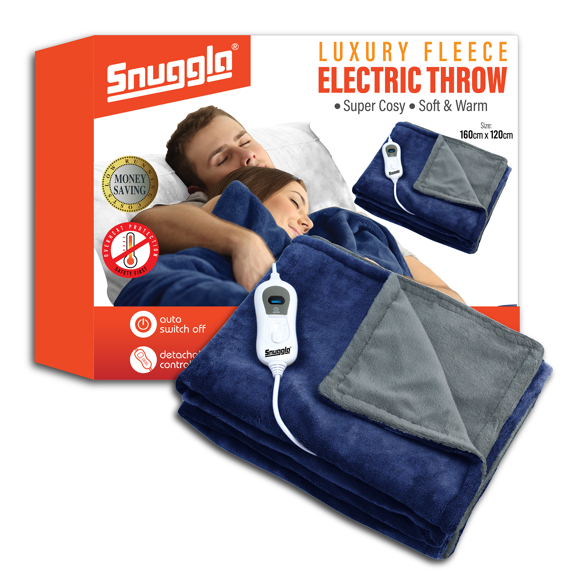 Electric Heated Throw Soft Fleece Over Blanket Warm Cosy Winter 160cm x 120cm	