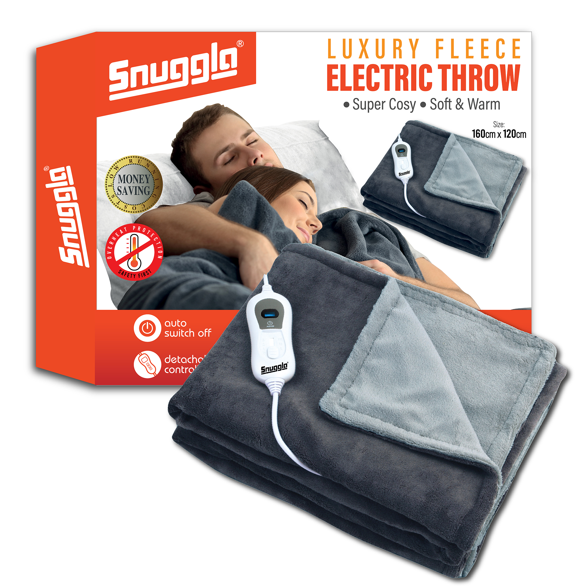 Electric Heated Throw Soft Fleece Over Blanket Warm Cosy Winter 160cm x 120cm	