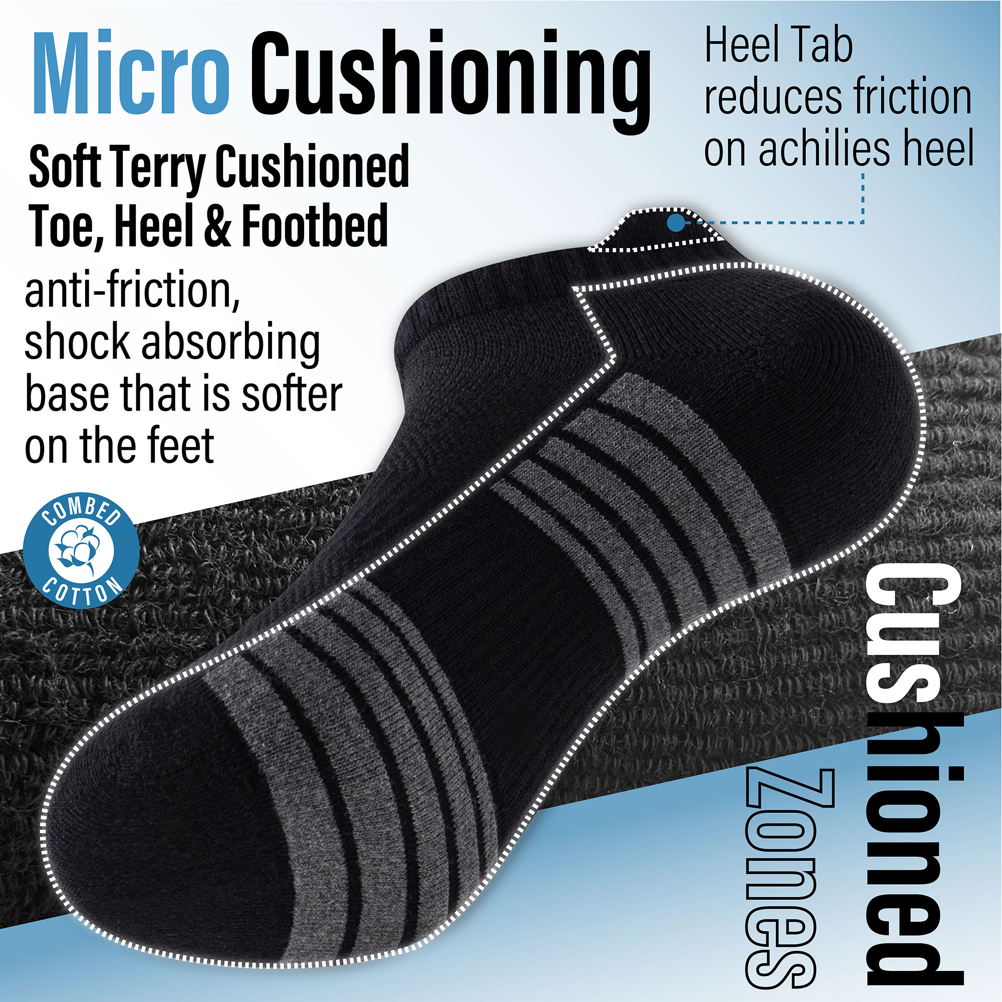 Unisex Herren Damen 6 Paar Sneaker Liner Socken gepolstert tief geschnitten Knöchel Laufen - Bild 59 von 71