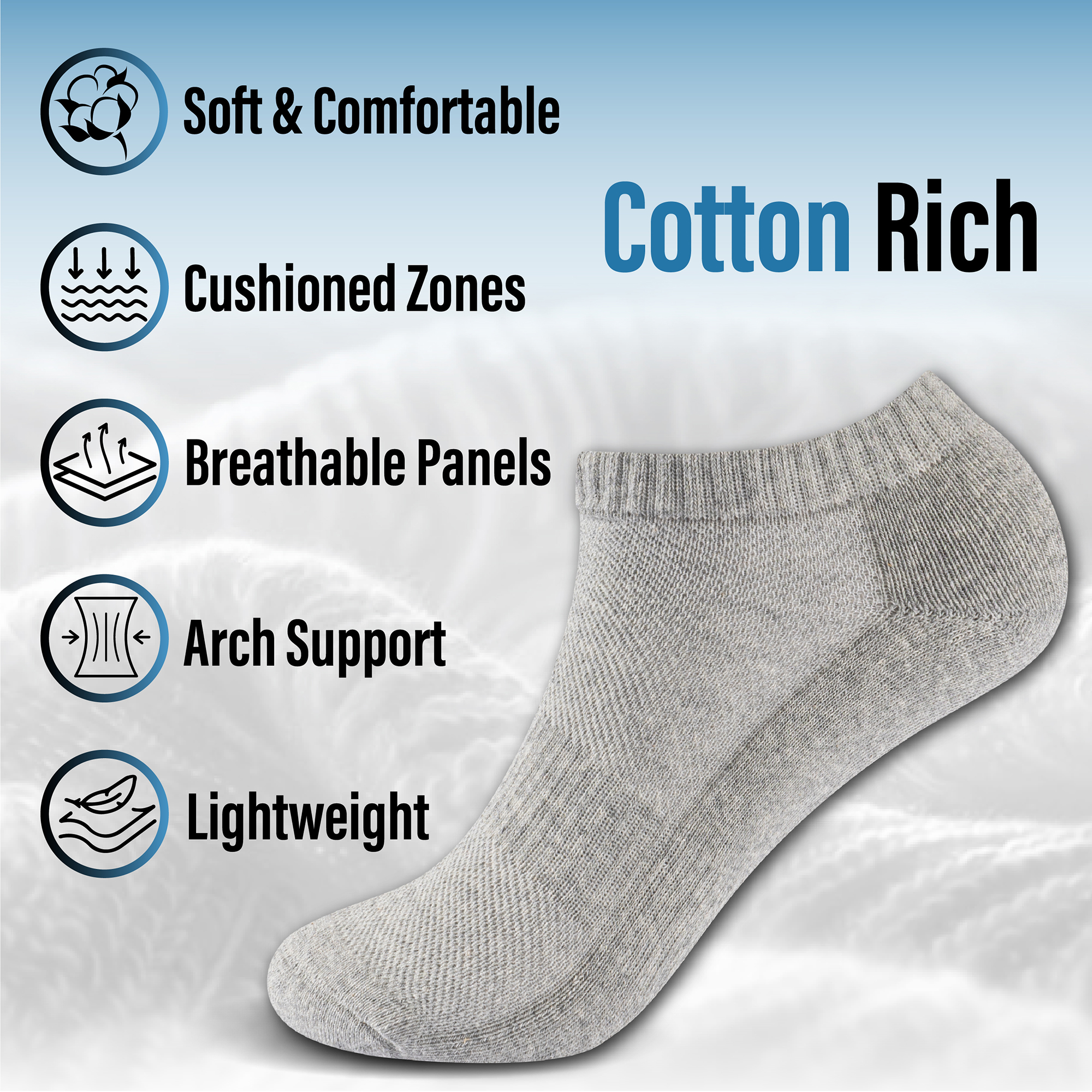 Unisex Herren Damen 6 Paar Sneaker Liner Socken gepolstert tief geschnitten Knöchel Laufen - Bild 18 von 71