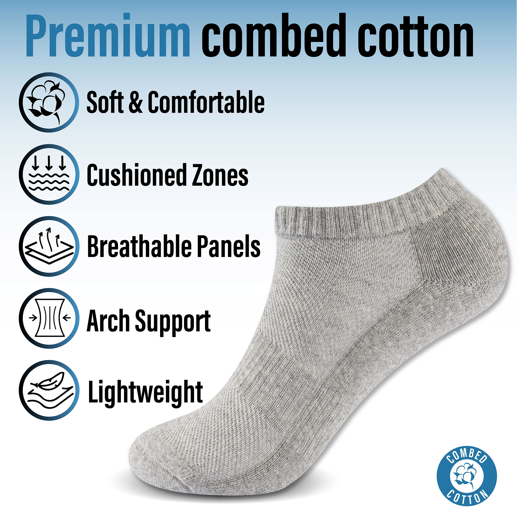 Unisex Herren Damen 6 Paar Sneaker Liner Socken gepolstert tief geschnitten Knöchel Laufen - Bild 31 von 71