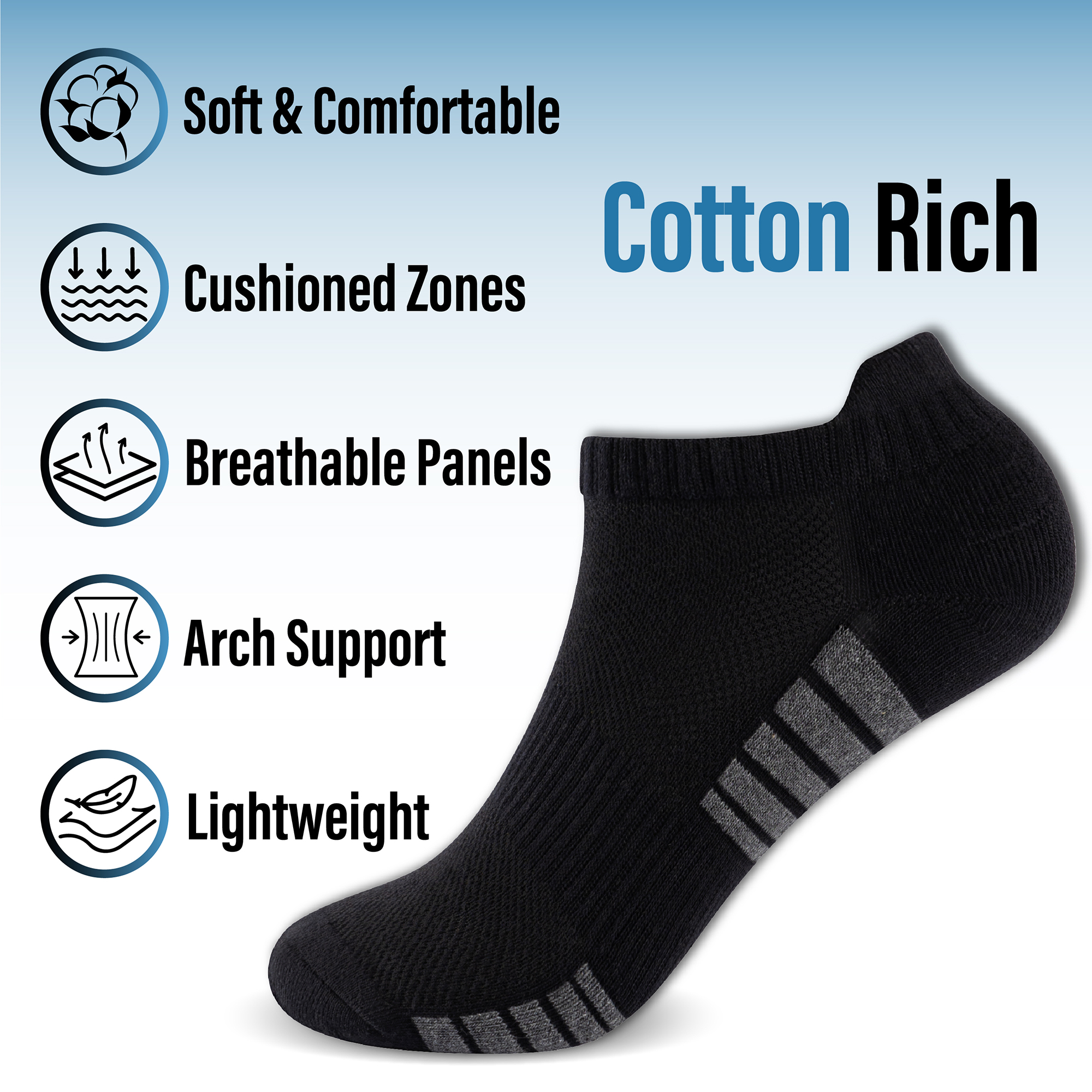 Unisex Herren Damen 6 Paar Sneaker Liner Socken gepolstert tief geschnitten Knöchel Laufen - Bild 38 von 71
