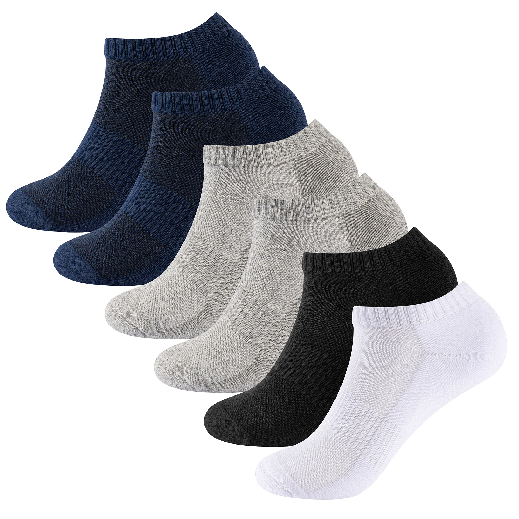 Unisex Mens Ladies 6 Pairs Trainer Liner Socks Cushioned Low Cut Ankle Running 
