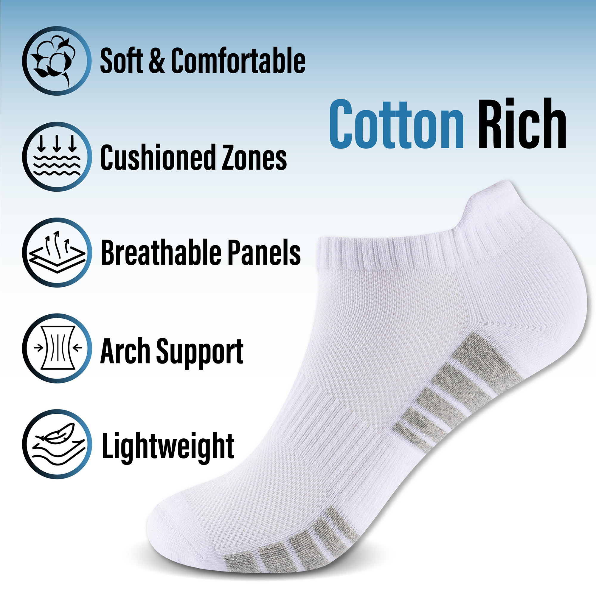 Unisex Herren Damen 6 Paar Sneaker Liner Socken gepolstert tief geschnitten Knöchel Laufen - Bild 52 von 71