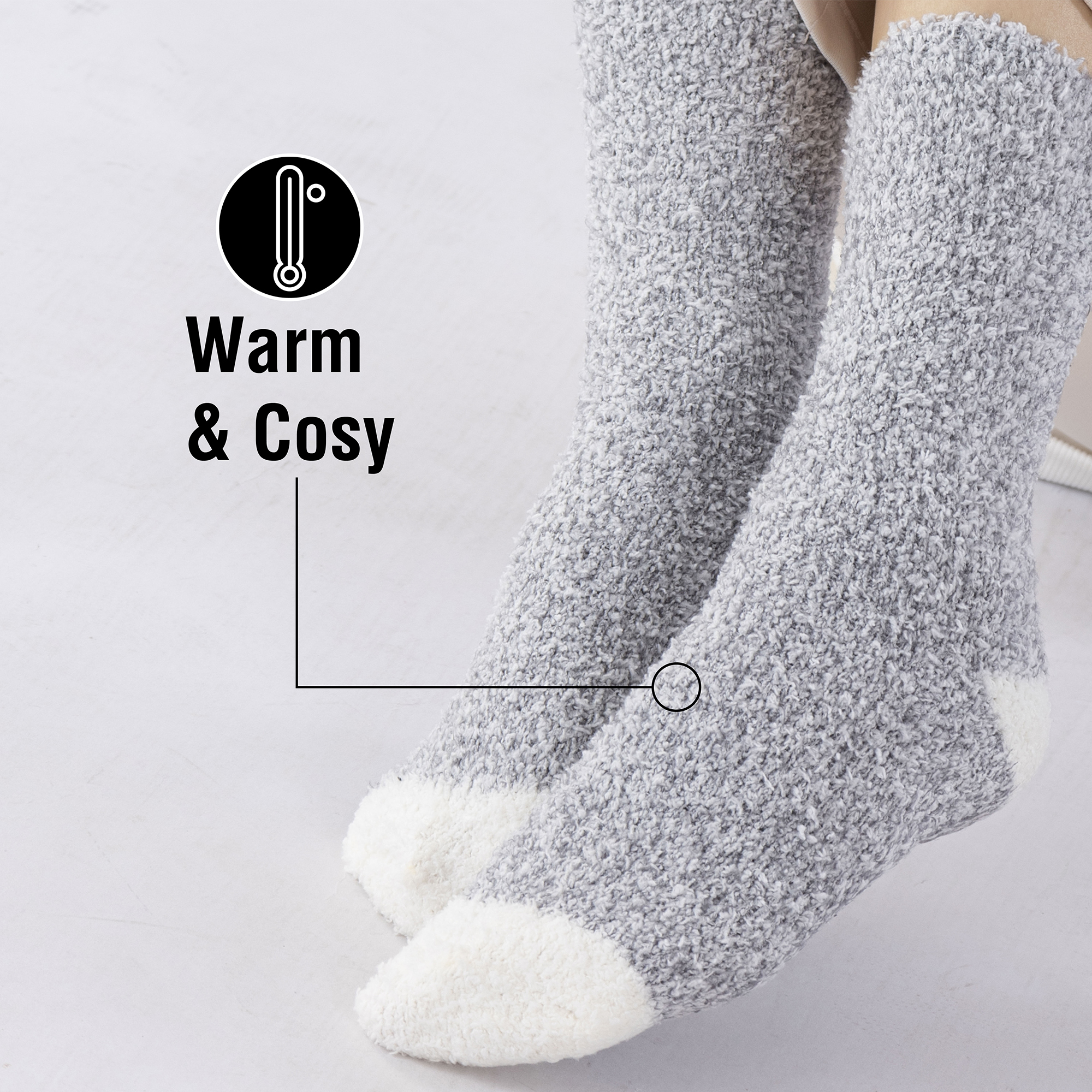 Ladies 5 Pack Cosy Lounge Bed Socks Soft Thermal Insulation Elastane Anti Slip