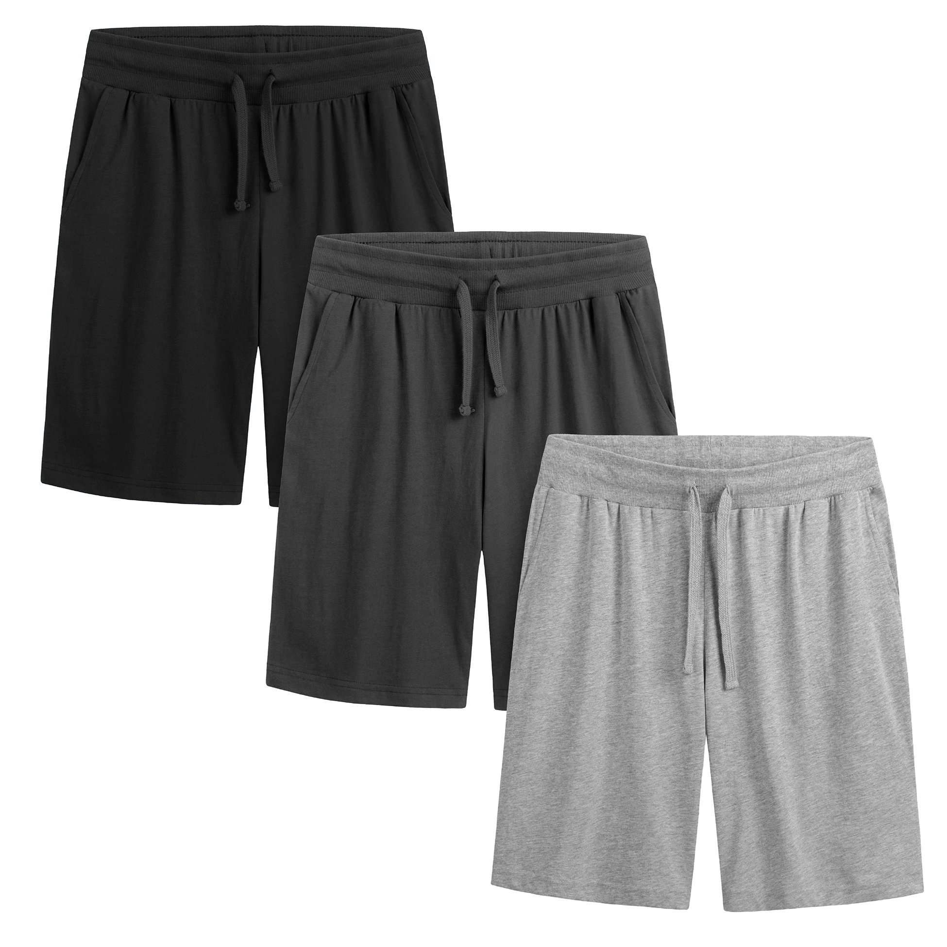 Men’s Lounge Shorts 3 Pack 100% Cotton Jersey Soft Breathable Nightwear S-2XL