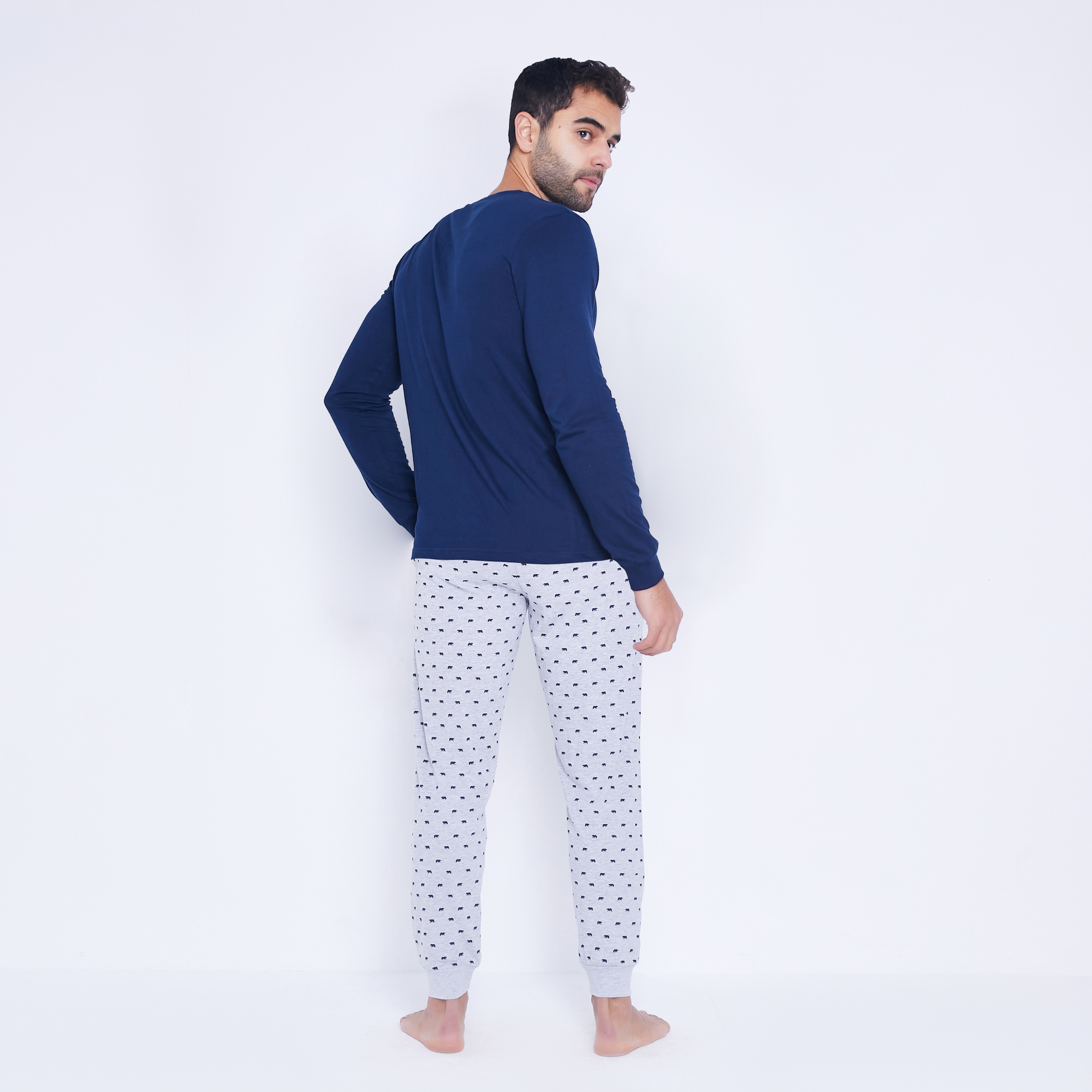 قلادة لحم خنزير مقدد تيار  Mens Pyjamas Set Nightwear Pjs Soft Loungewear Cotton Long Sleeve Size S-XL  | eBay