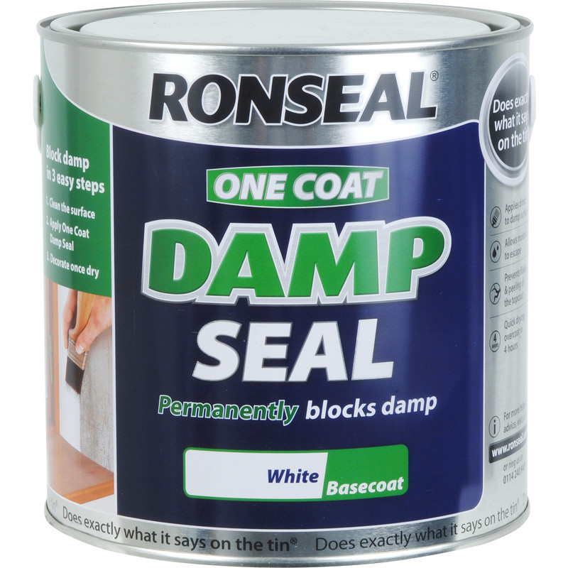 Details About Ronseal Anti Damp Stain Paint White Seals Walls Sealing In One Coat 250ml