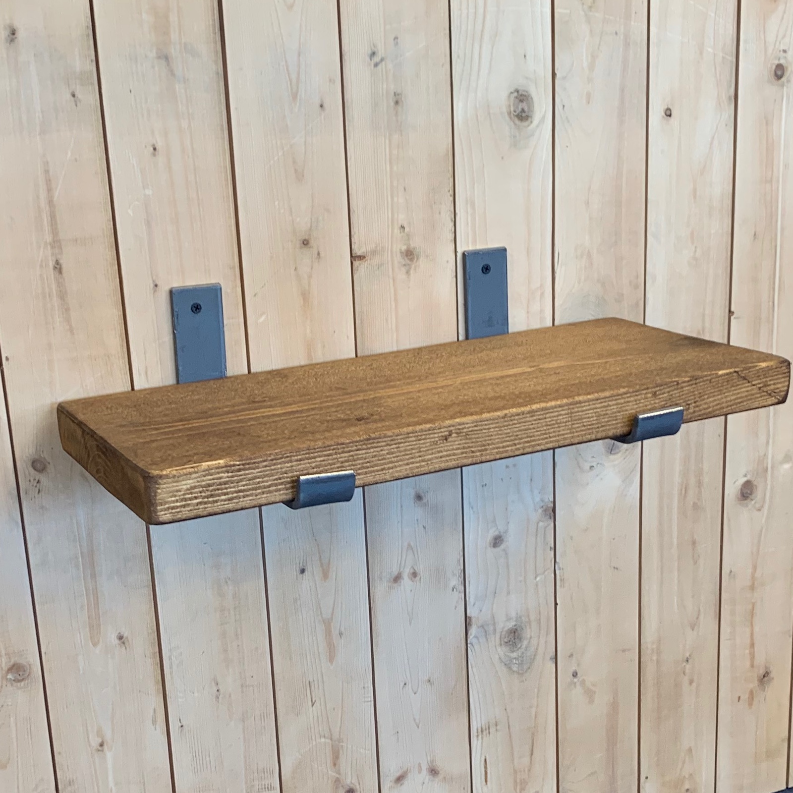 Rustic Reclaimed Scaffold Board Shelves With Wall Brackets