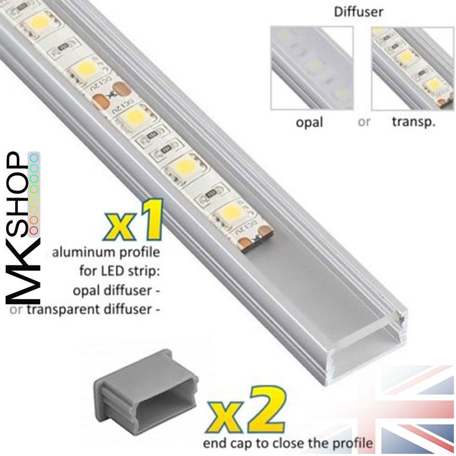 LED PROFILE LINE MINI 5050 5630 LED Strip Light 1M Meter Aluminium + 2 ...