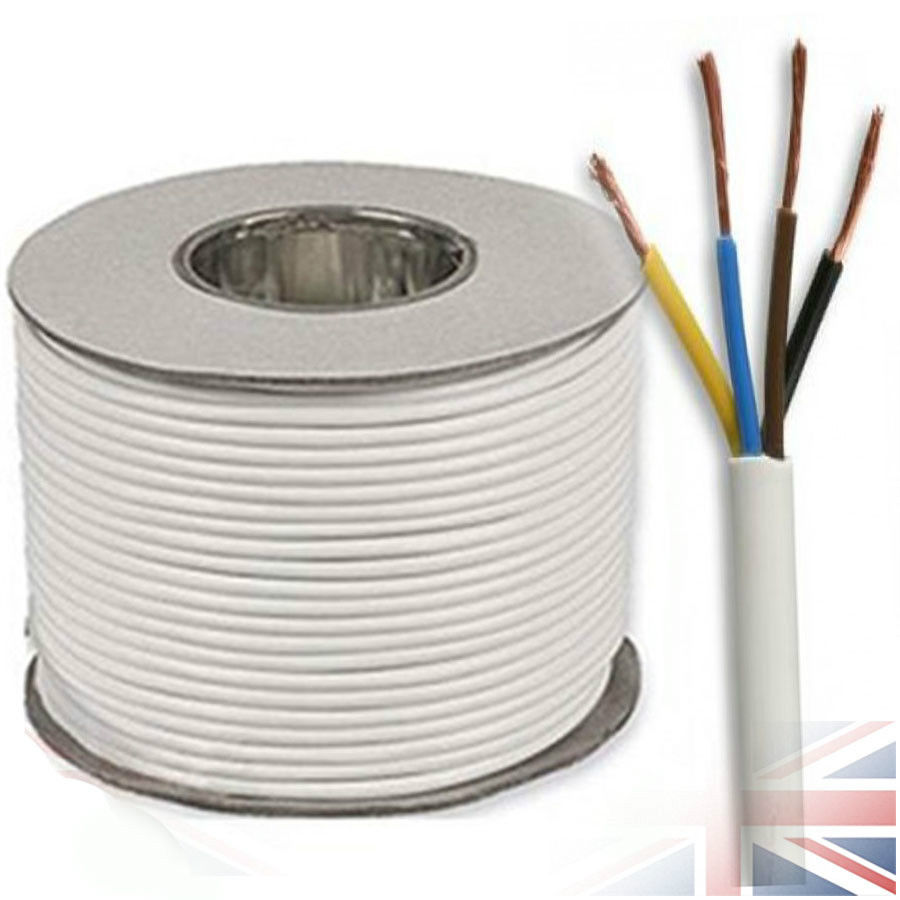 25 metre Cut Length 3 Core Round White Flex Flexible Cable 1 MM