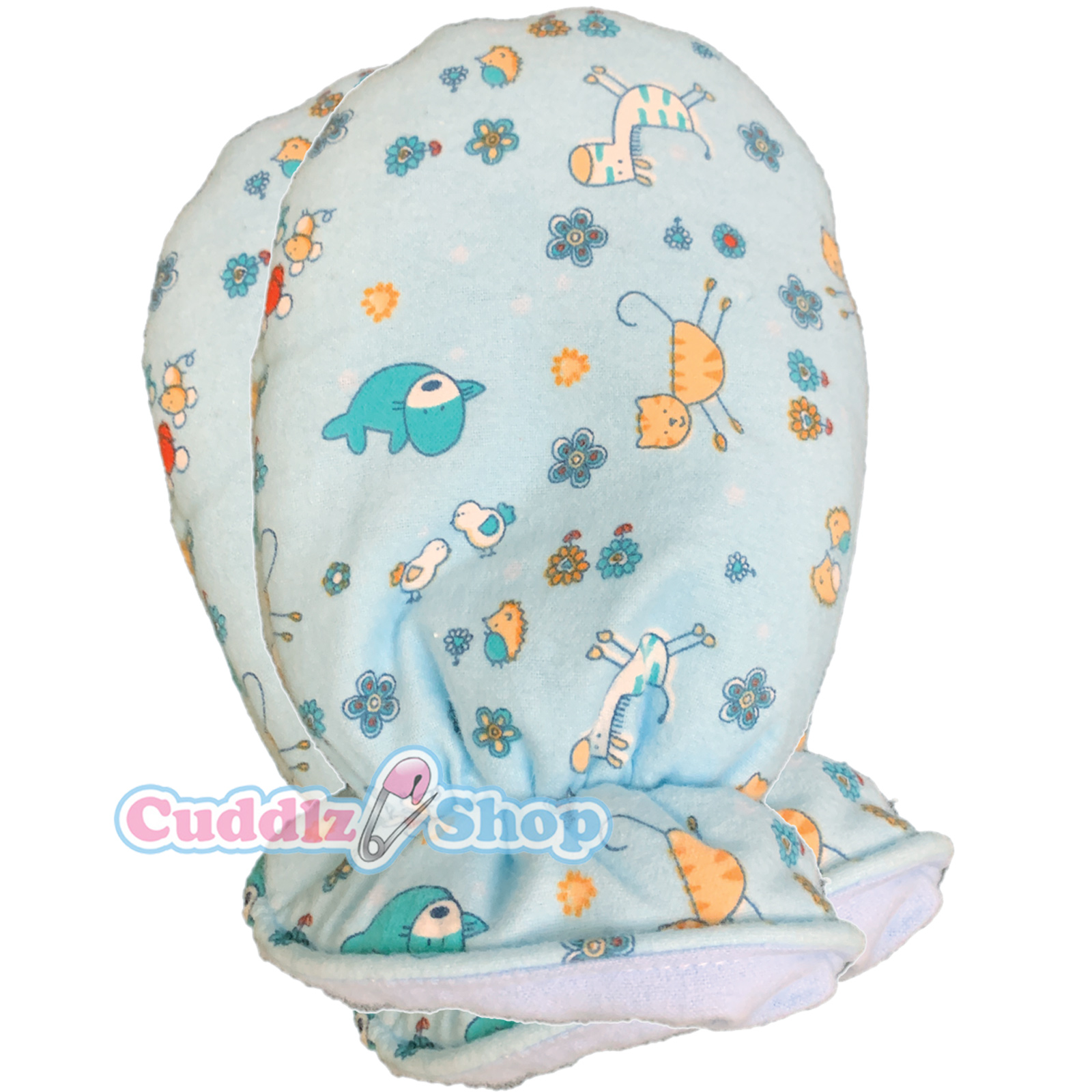 Cuddlz Mignon Chat Bleu Motif Coton Brosse Adulte Taille Mitaines Abdl Ebay