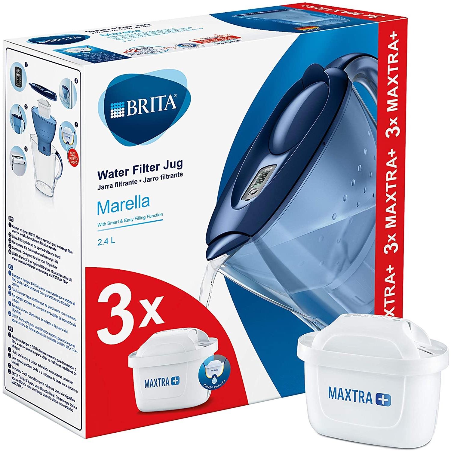 BRITA Elemaris Cool MAXTRA Cartridge Blue Plus 2.4L Water Filter Fridge Jug 