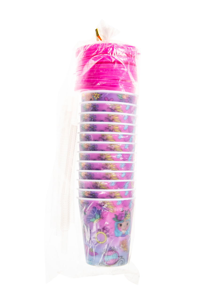 12 Reusable Plastic 3D Cups & Straws - Party Tableware Kids Party Events BBQ - Picture 11 of 26