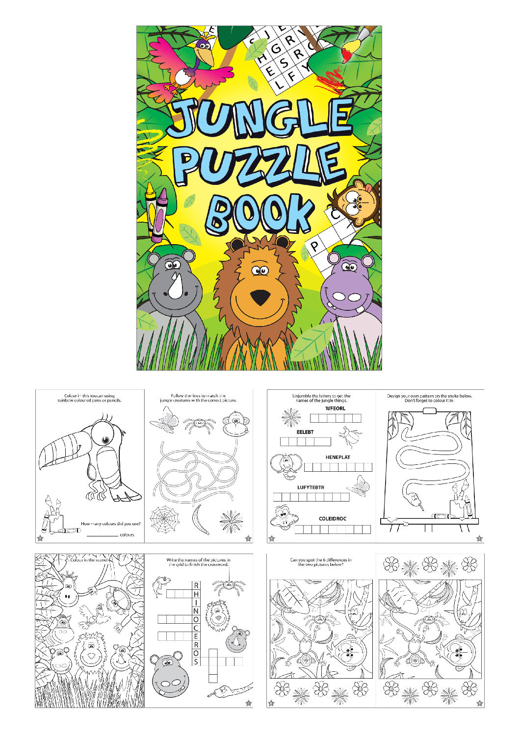 Pinata Toy Loot//Party Bag Fillers Wedding//Kids 12 Jungle Puzzle Books