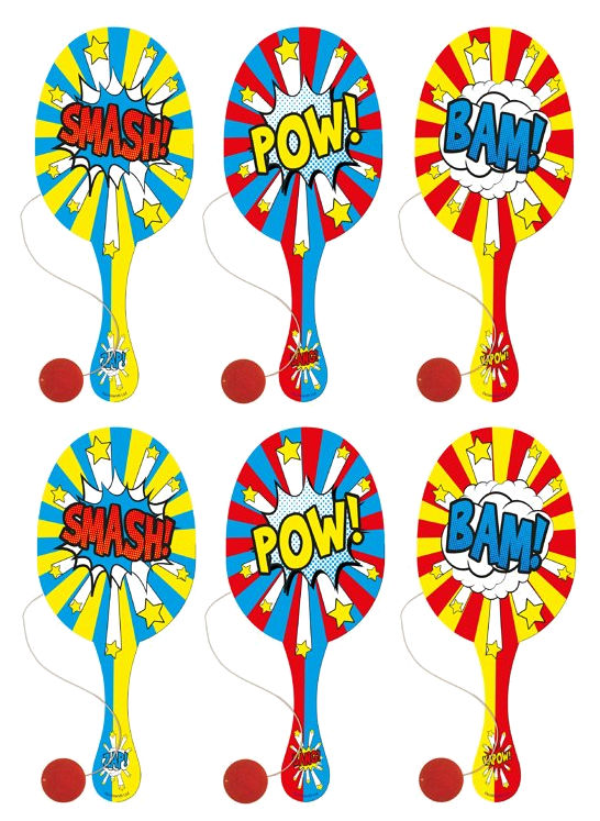 Paddle Ball Schläger aus Holz - 6er Pack - Spielzeug Beute/Party Tasche Füllung Kinder/Kid Biff - Bild 15 von 15