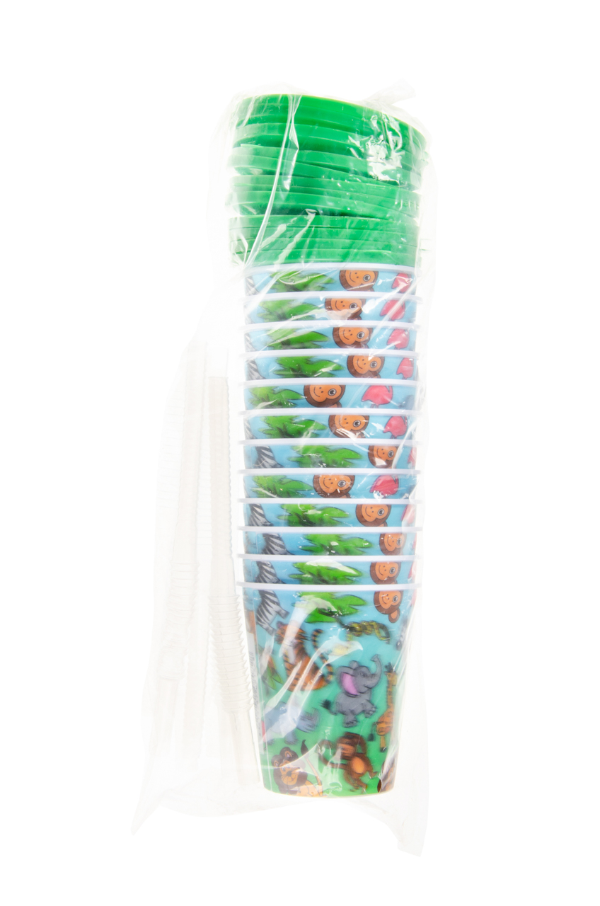 12 Reusable Plastic 3D Cups & Straws - Party Tableware Kids Party Events BBQ - Picture 26 of 26
