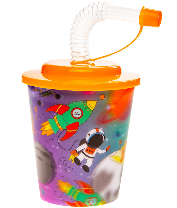 12 Reusable Plastic 3D Cups & Straws - Party Tableware Kids Party Events BBQ - Picture 7 of 26